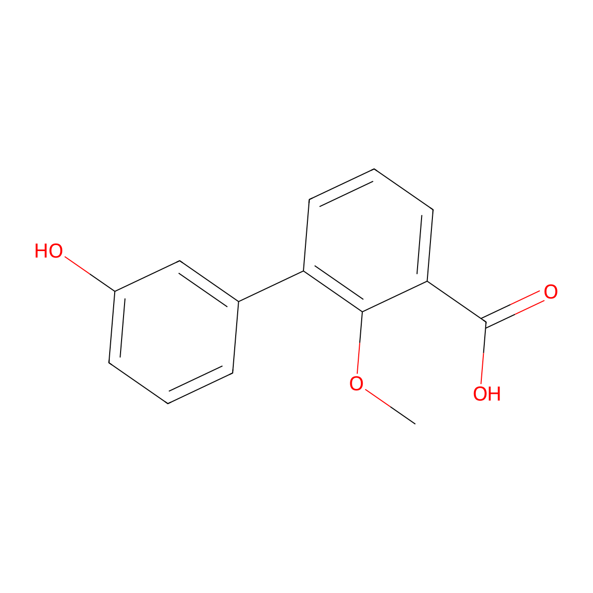 3-(3-Hydroxyphenyl)-2-methoxybenzoic acid molecular structure, CAS 1261960-86-4