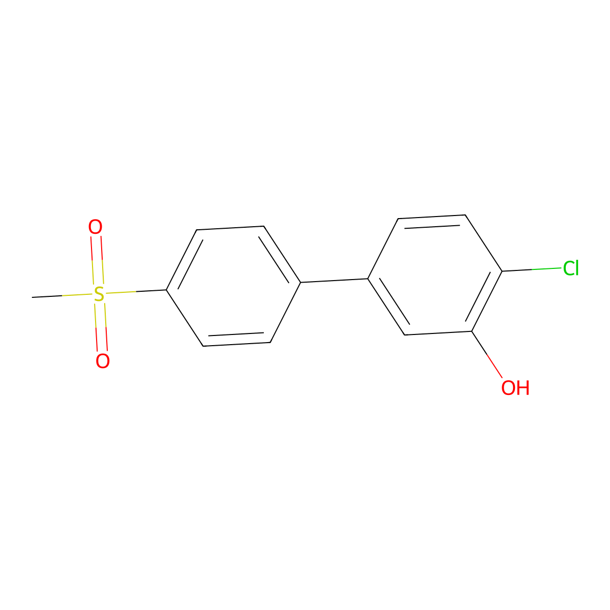 2-Chloro-5-(4-methylsulfonylphenyl)phenol molecular structure, CAS 1261961-36-7