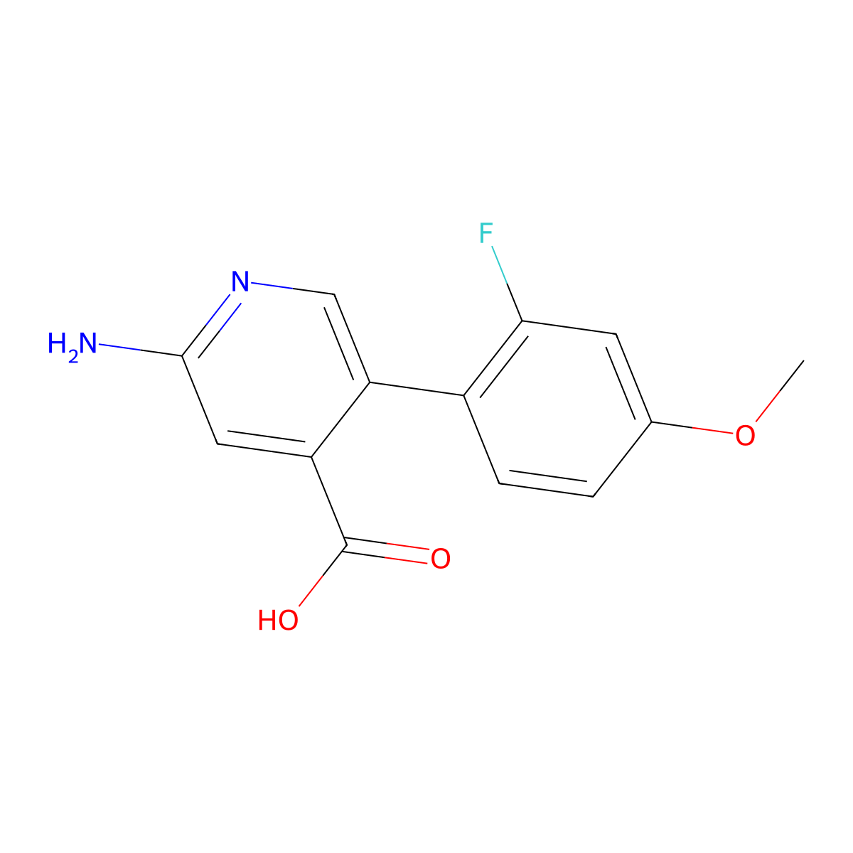 2-Amino-5-(2-fluoro-4-methoxyphenyl)pyridine-4-carboxylic acid molecular structure, CAS 1261961-42-5