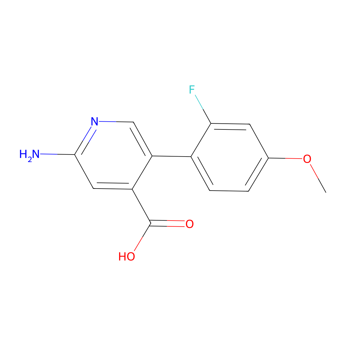2-Amino-5-(2-fluoro-4-methoxyphenyl)pyridine-4-carboxylic acid molecular structure, CAS 1261961-42-5