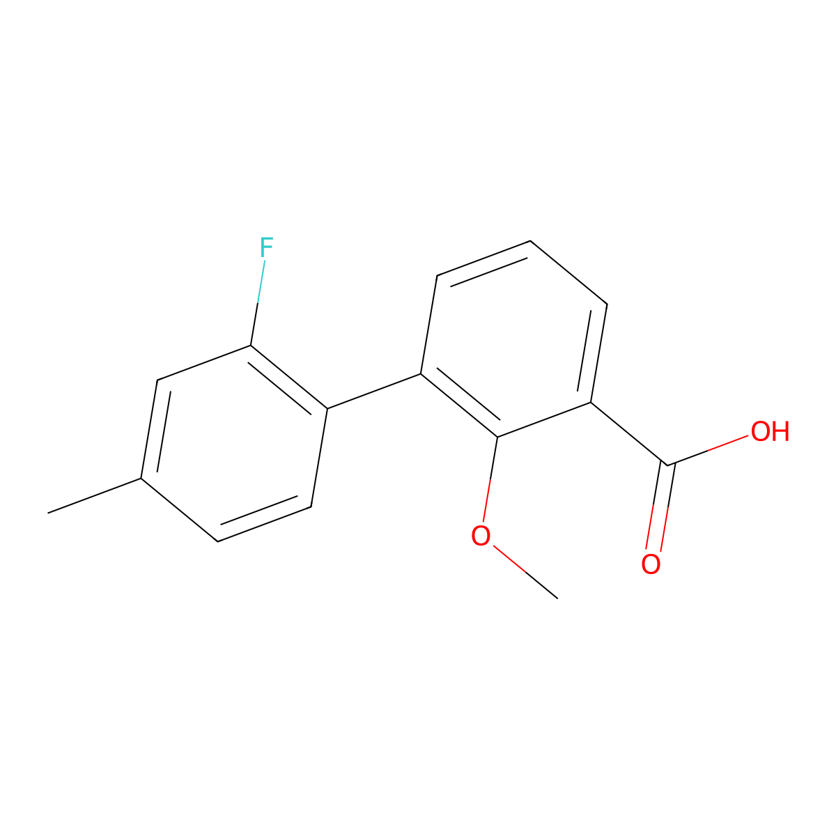 3-(2-Fluoro-4-methylphenyl)-2-methoxybenzoic acid molecular structure, CAS 1261961-43-6