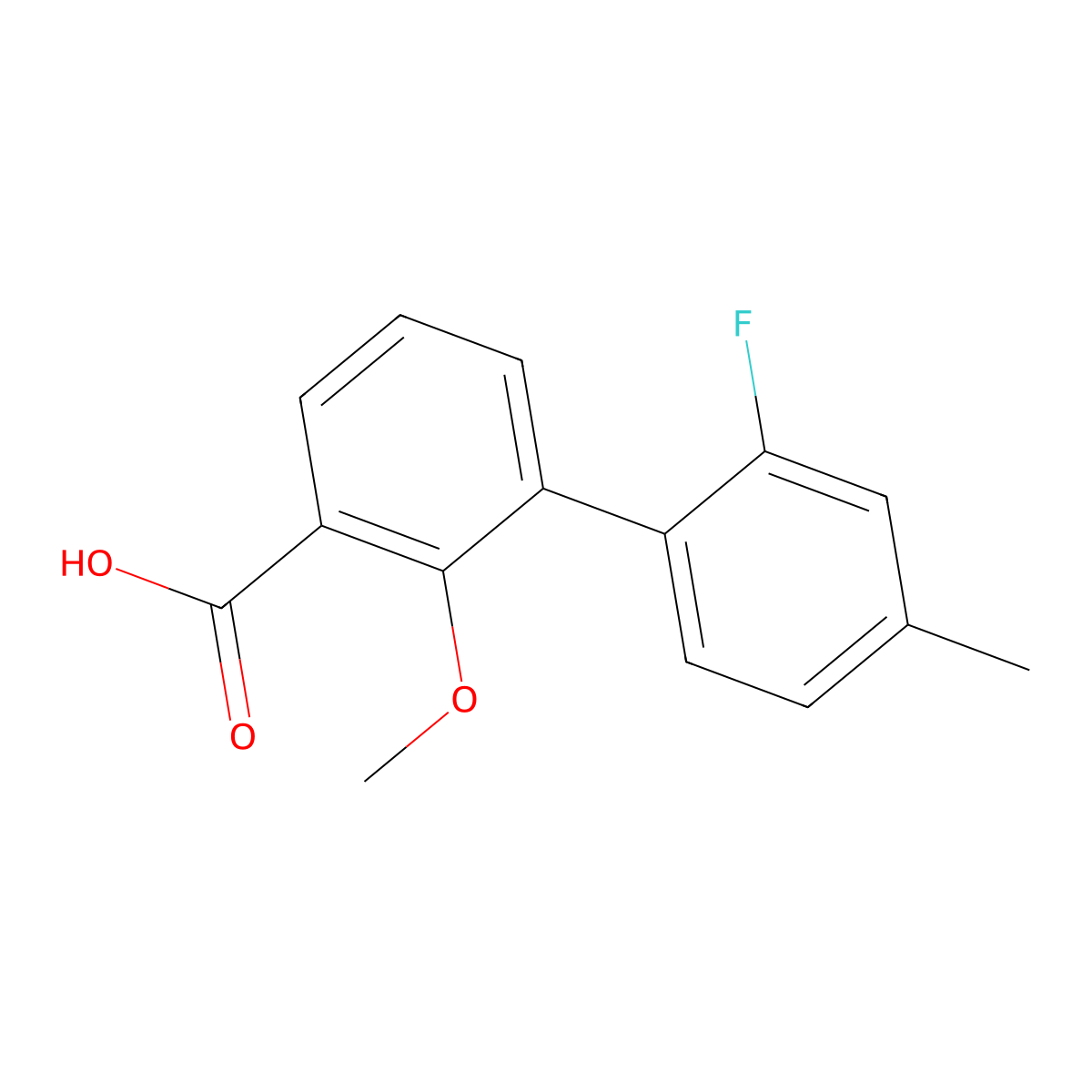 3-(2-Fluoro-4-methylphenyl)-2-methoxybenzoic acid molecular structure, CAS 1261961-43-6