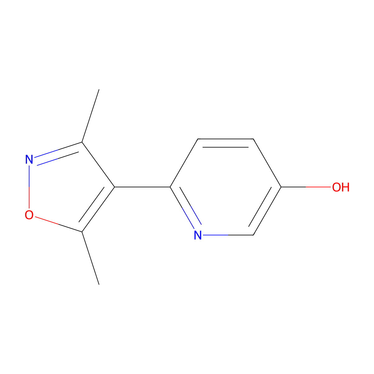 6-(3,5-Dimethyl-1,2-oxazol-4-yl)pyridin-3-ol molecular structure, CAS 1261961-51-6