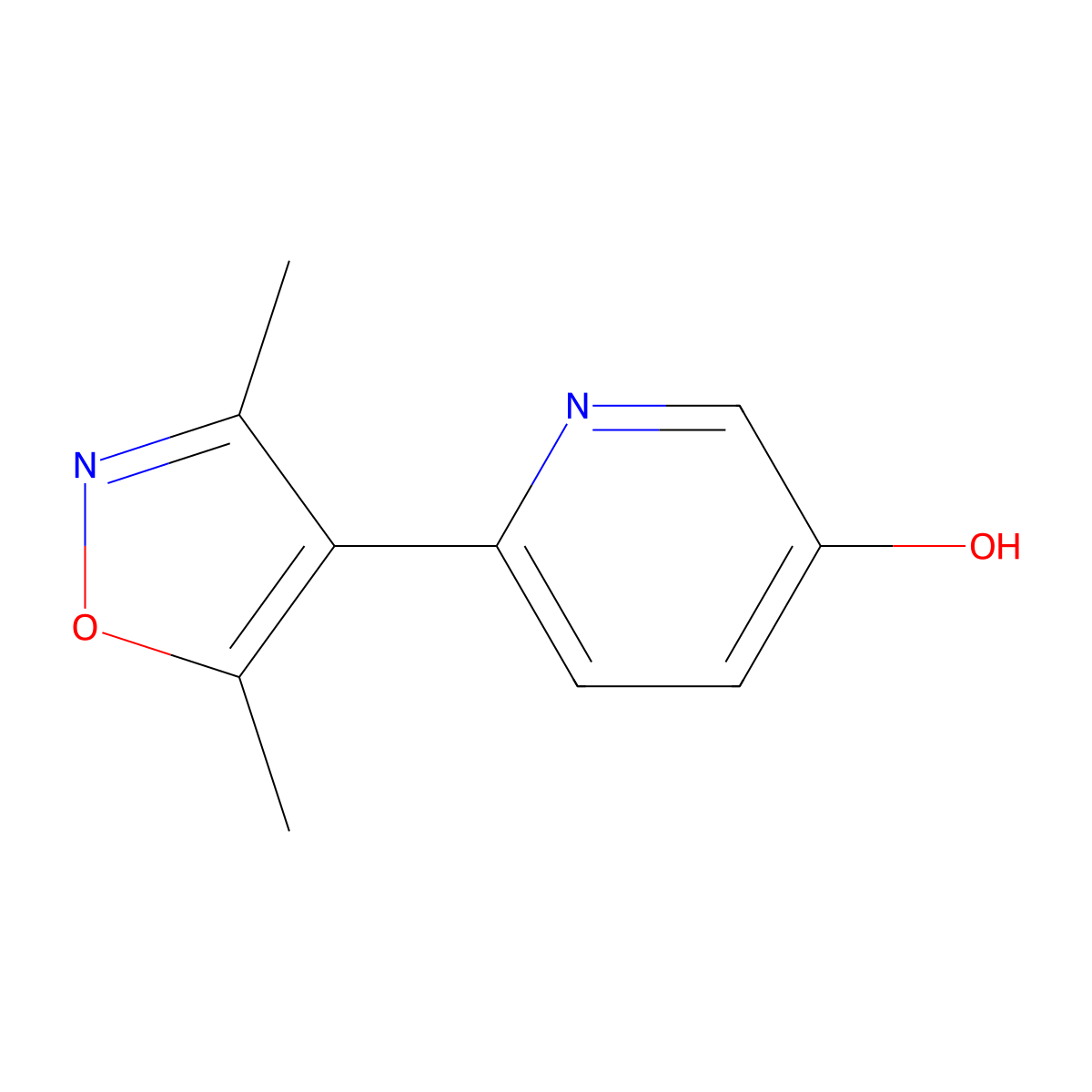 6-(3,5-Dimethyl-1,2-oxazol-4-yl)pyridin-3-ol molecular structure, CAS 1261961-51-6