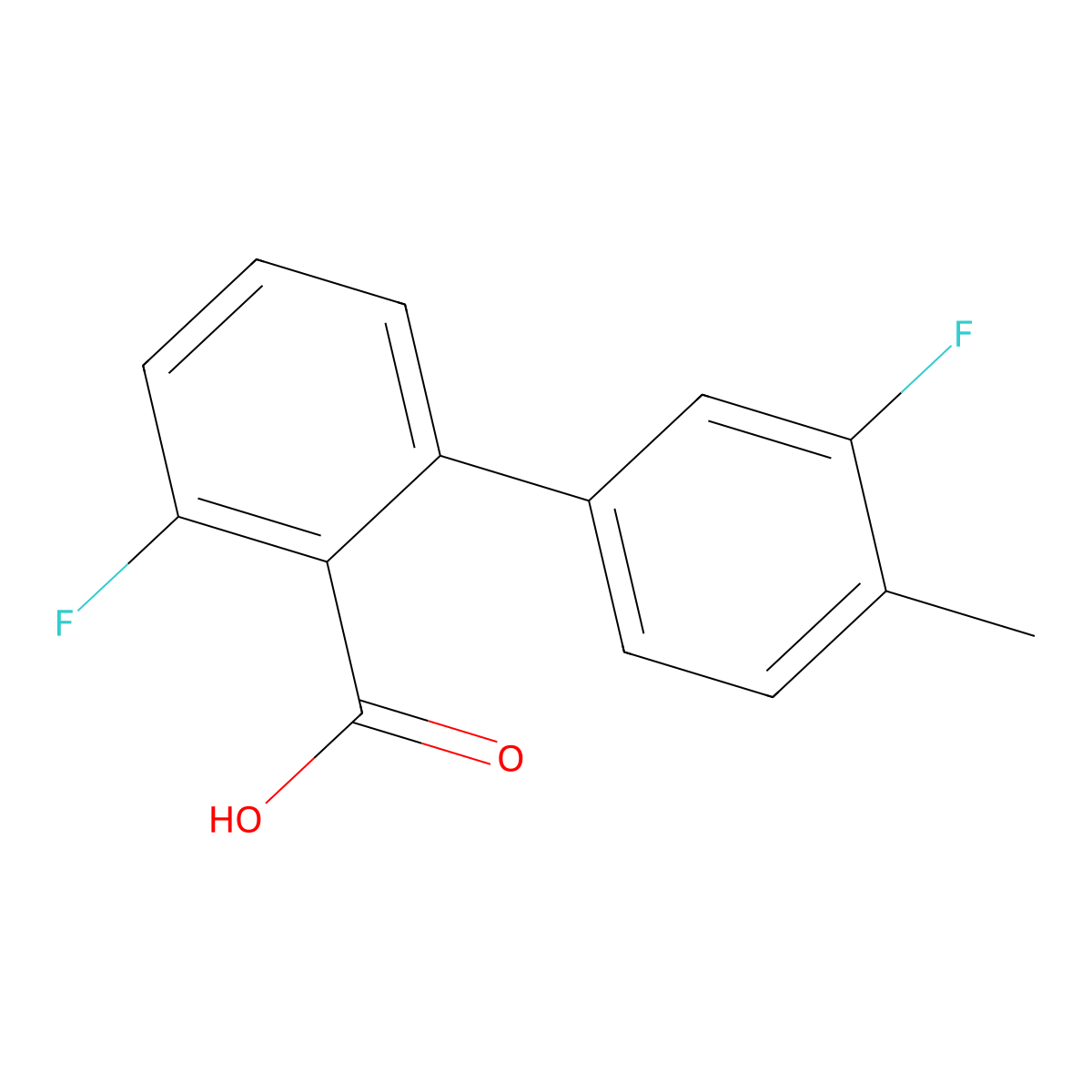 6-Fluoro-2-(3-fluoro-4-methylphenyl)benzoic acid molecular structure, CAS 1261961-55-0