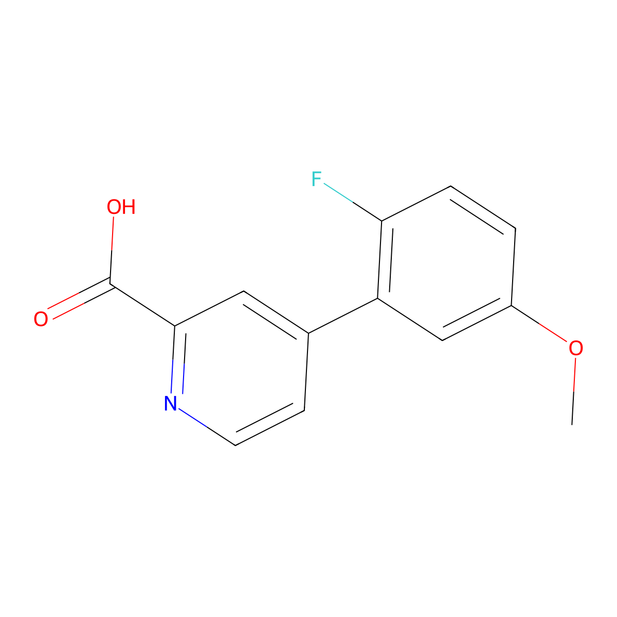 4-(2-Fluoro-5-methoxyphenyl)picolinic acid molecular structure, CAS 1261961-56-1