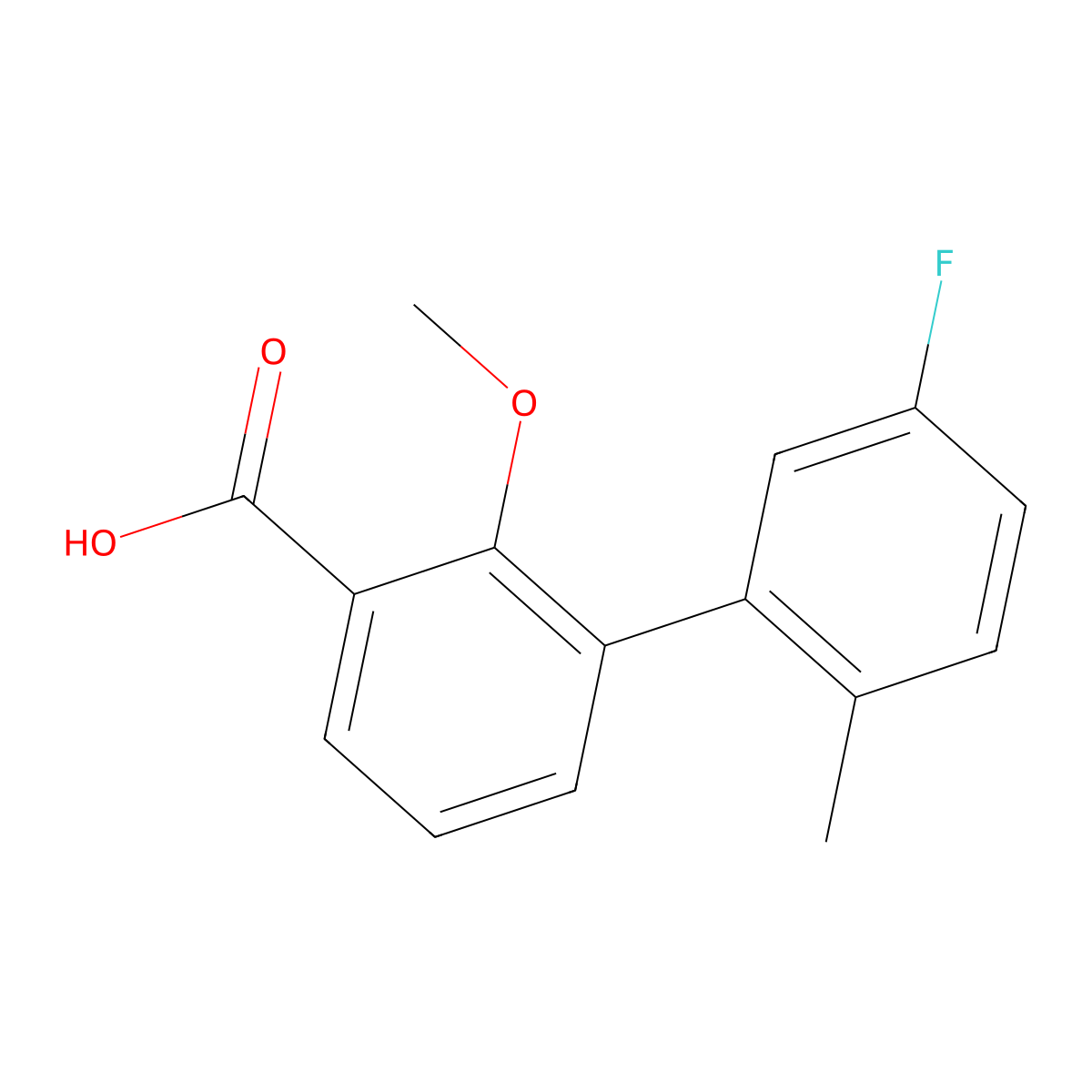 3-(5-Fluoro-2-methylphenyl)-2-methoxybenzoic acid molecular structure, CAS 1261961-60-7