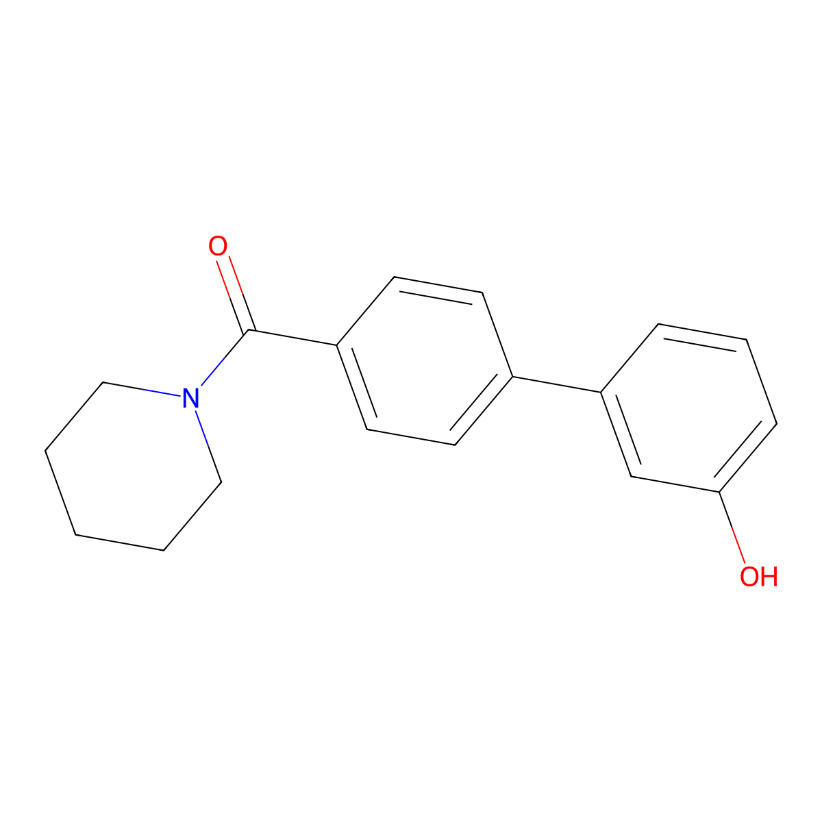 3-[4-(Piperidine-1-carbonyl)phenyl]phenol molecular structure, CAS 1261961-69-6