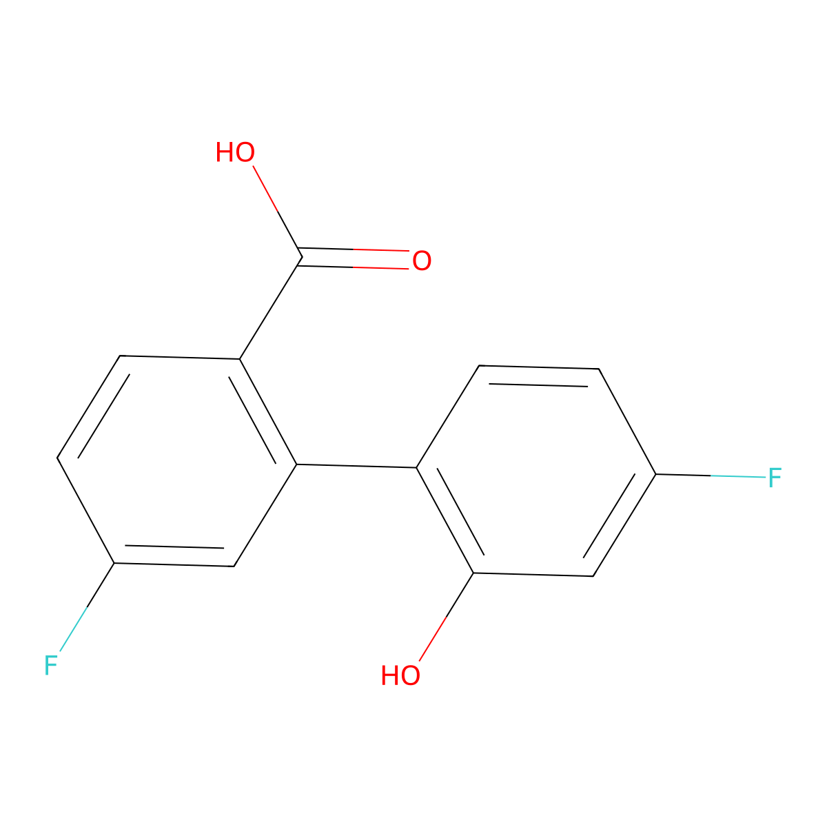 4-Fluoro-2-(4-fluoro-2-hydroxyphenyl)benzoic acid molecular structure, CAS 1261961-75-4