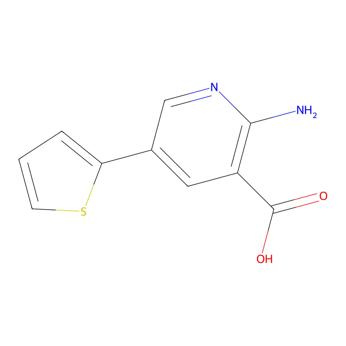 2-Amino-5-(thiophen-2-YL)nicotinic acid molecular structure, CAS 1261961-88-9