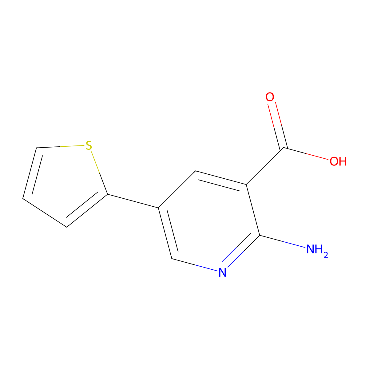 2-Amino-5-(thiophen-2-YL)nicotinic acid molecular structure, CAS 1261961-88-9