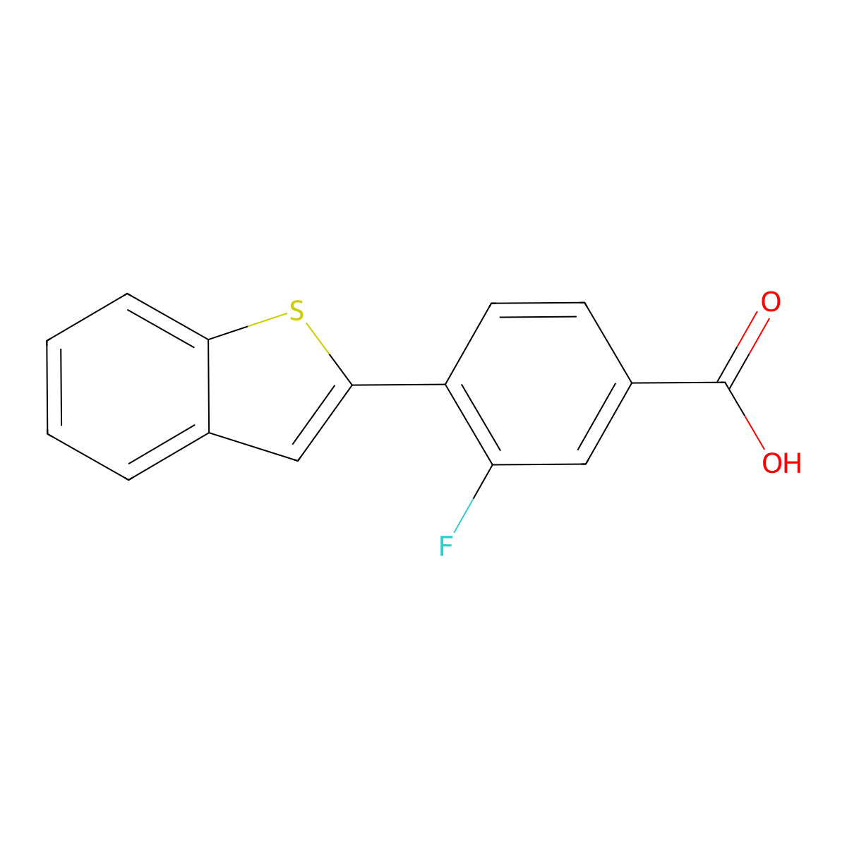 4-[Benzo(b)thiophen-2-yl]-3-fluorobenzoic acid molecular structure, CAS 1261962-43-9