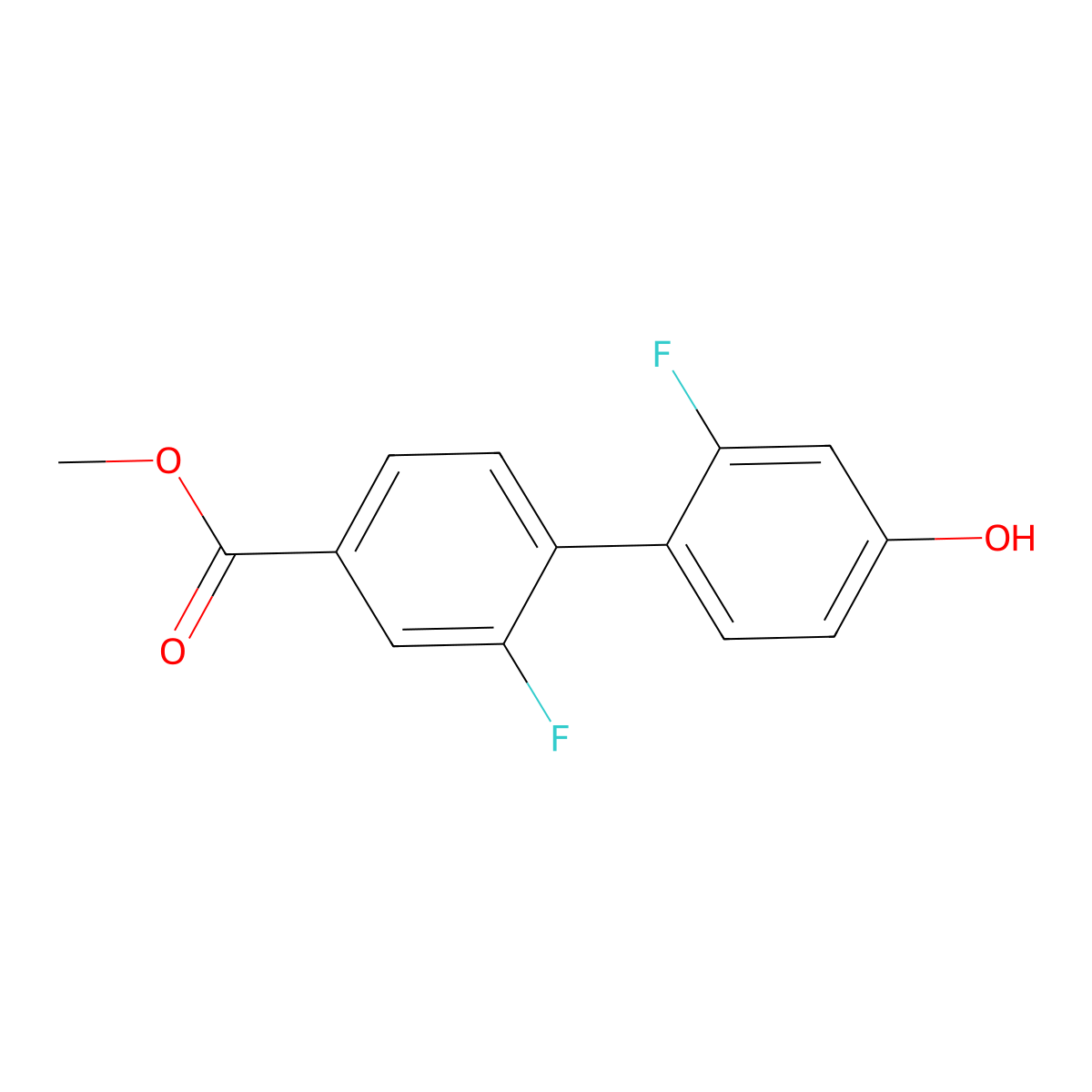 3-Fluoro-4-(2-fluoro-4-methoxycarbonylphenyl)phenol molecular structure, CAS 1261962-55-3