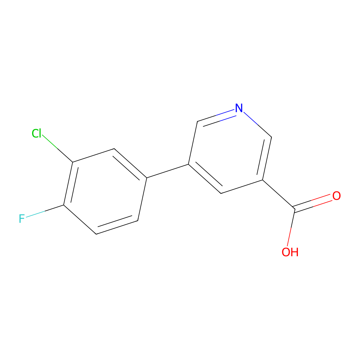 5-(3-Chloro-4-fluorophenyl)nicotinic acid molecular structure, CAS 1261962-61-1