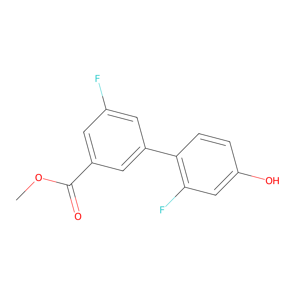3-Fluoro-4-(3-fluoro-5-methoxycarbonylphenyl)phenol molecular structure, CAS 1261962-78-0