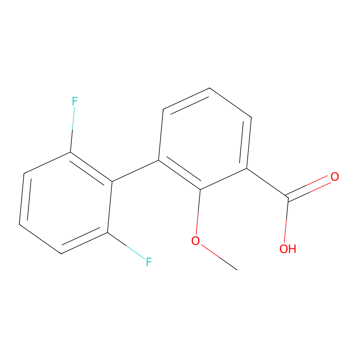 3-(2,6-Difluorophenyl)-2-methoxybenzoic acid molecular structure, CAS 1261962-87-1