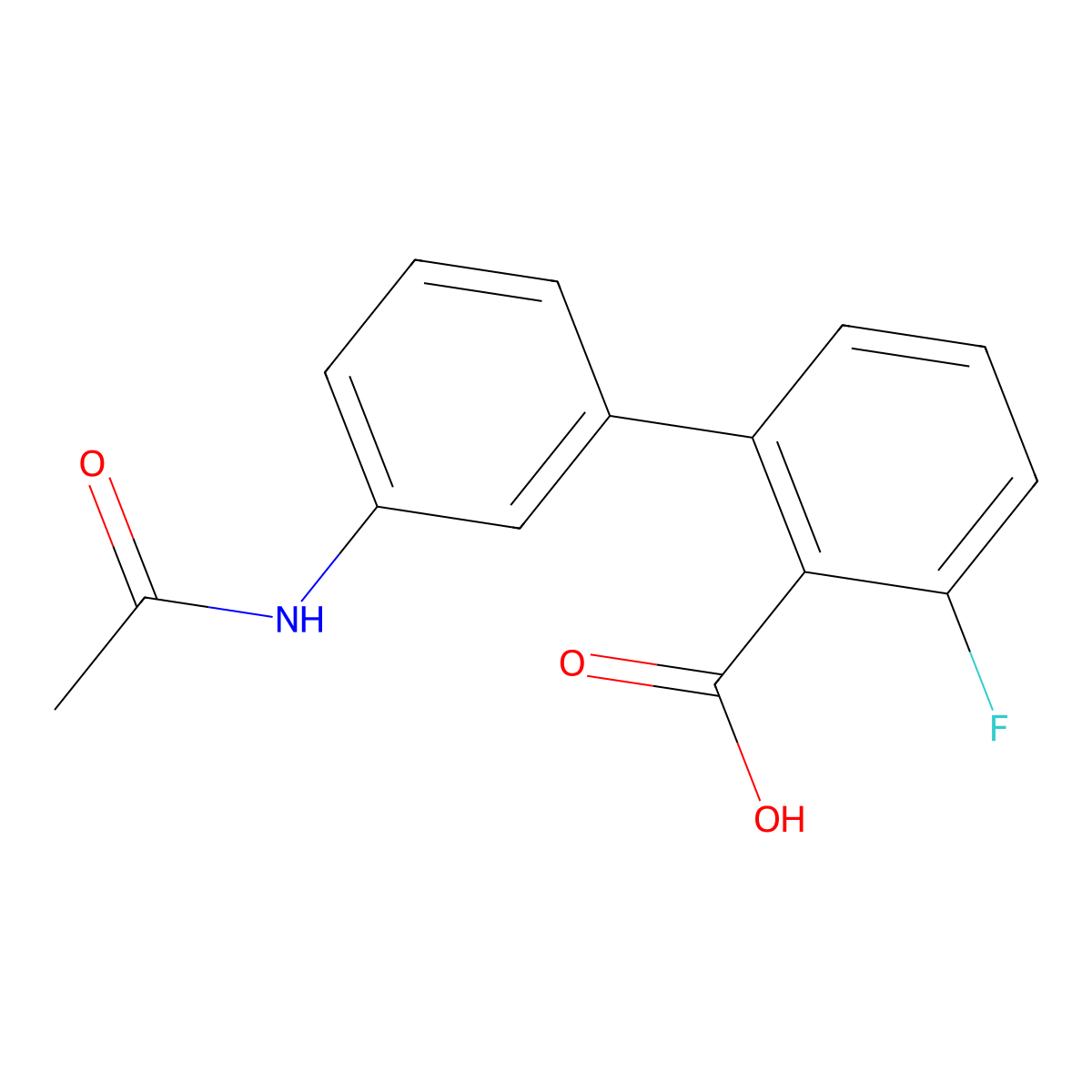2-(3-Acetylaminophenyl)-6-fluorobenzoic acid molecular structure, CAS 1261962-94-0