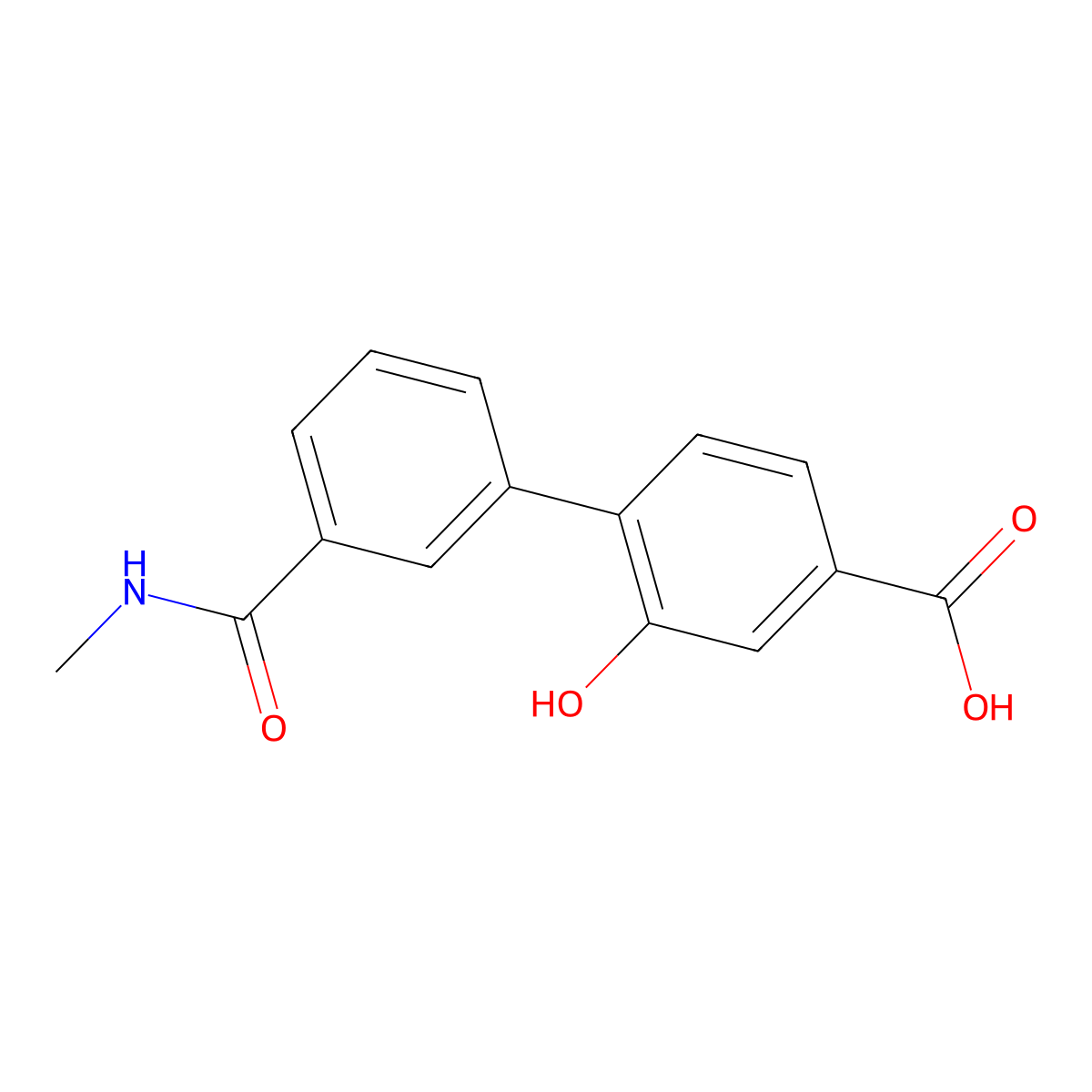 3-Hydroxy-4-[3-(N-methylaminocarbonyl)phenyl]benzoic acid molecular structure, CAS 1261963-02-3