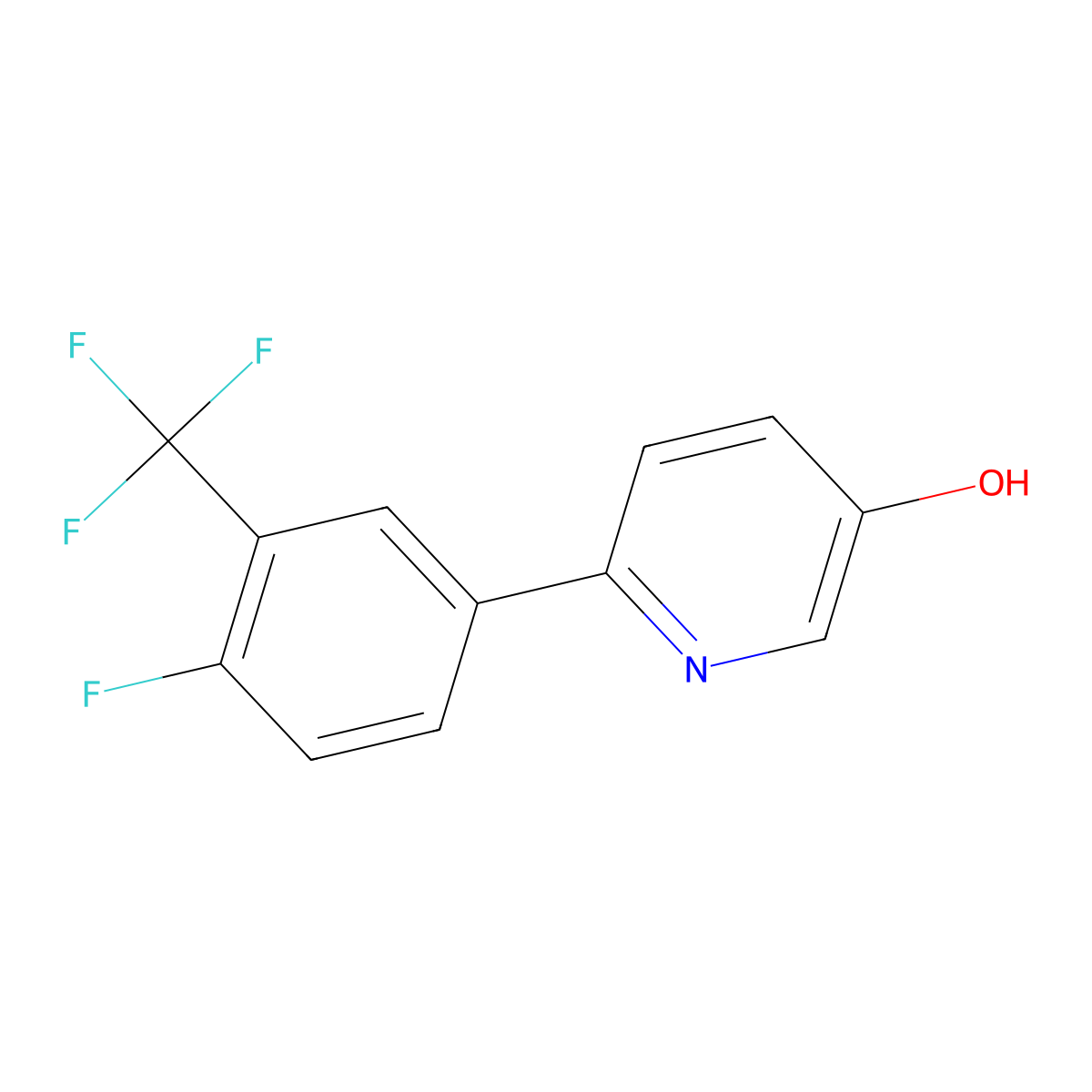 6-(4-Fluoro-3-(trifluoromethyl)phenyl)pyridin-3-ol molecular structure, CAS 1261963-05-6