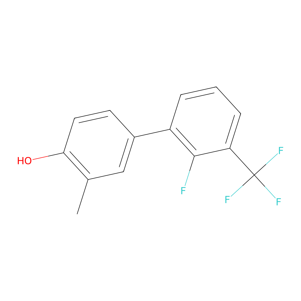 4-(2-Fluoro-3-trifluoromethylphenyl)-2-methylphenol molecular structure, CAS 1261963-06-7