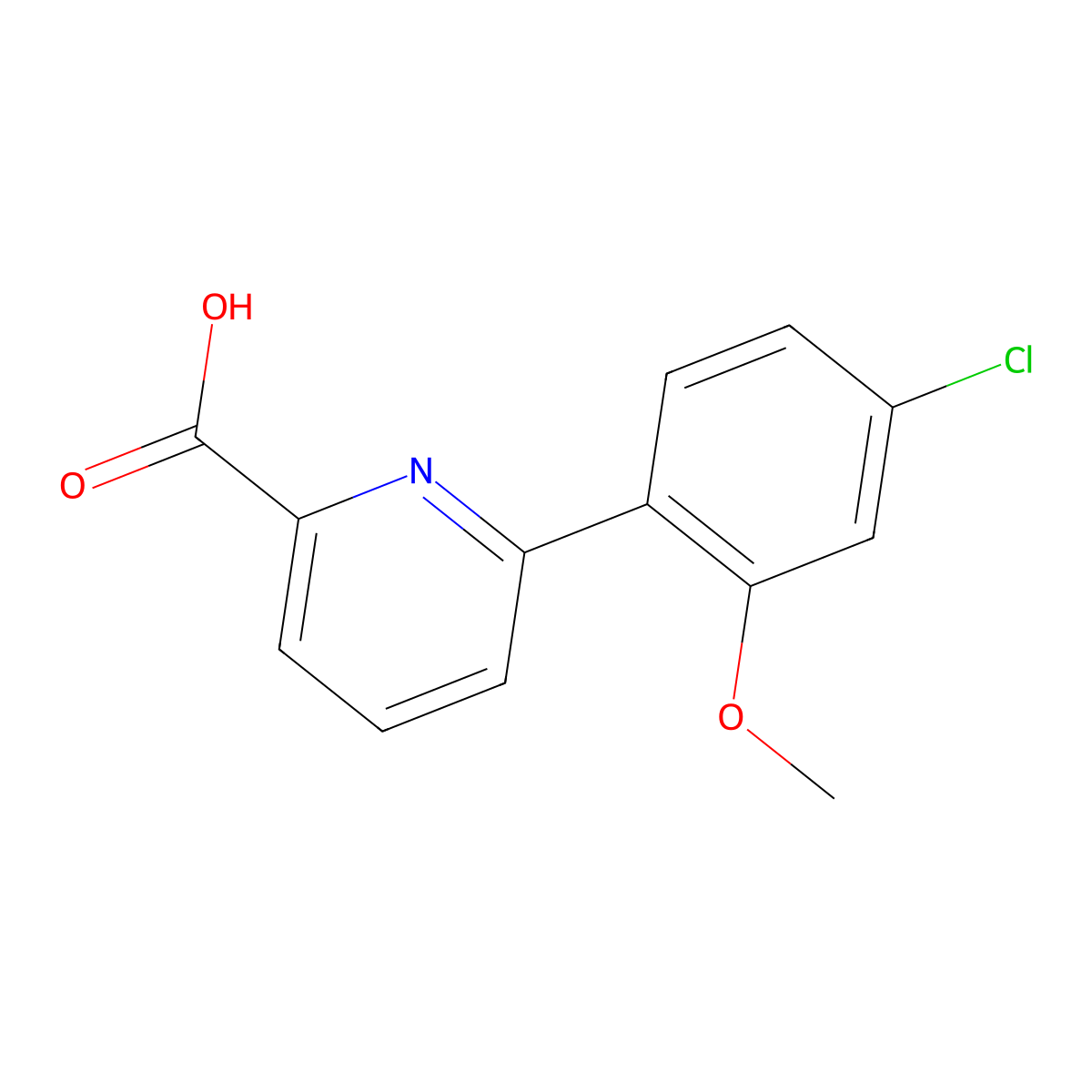 6-(4-Chloro-2-methoxyphenyl)picolinic acid molecular structure, CAS 1261963-36-3