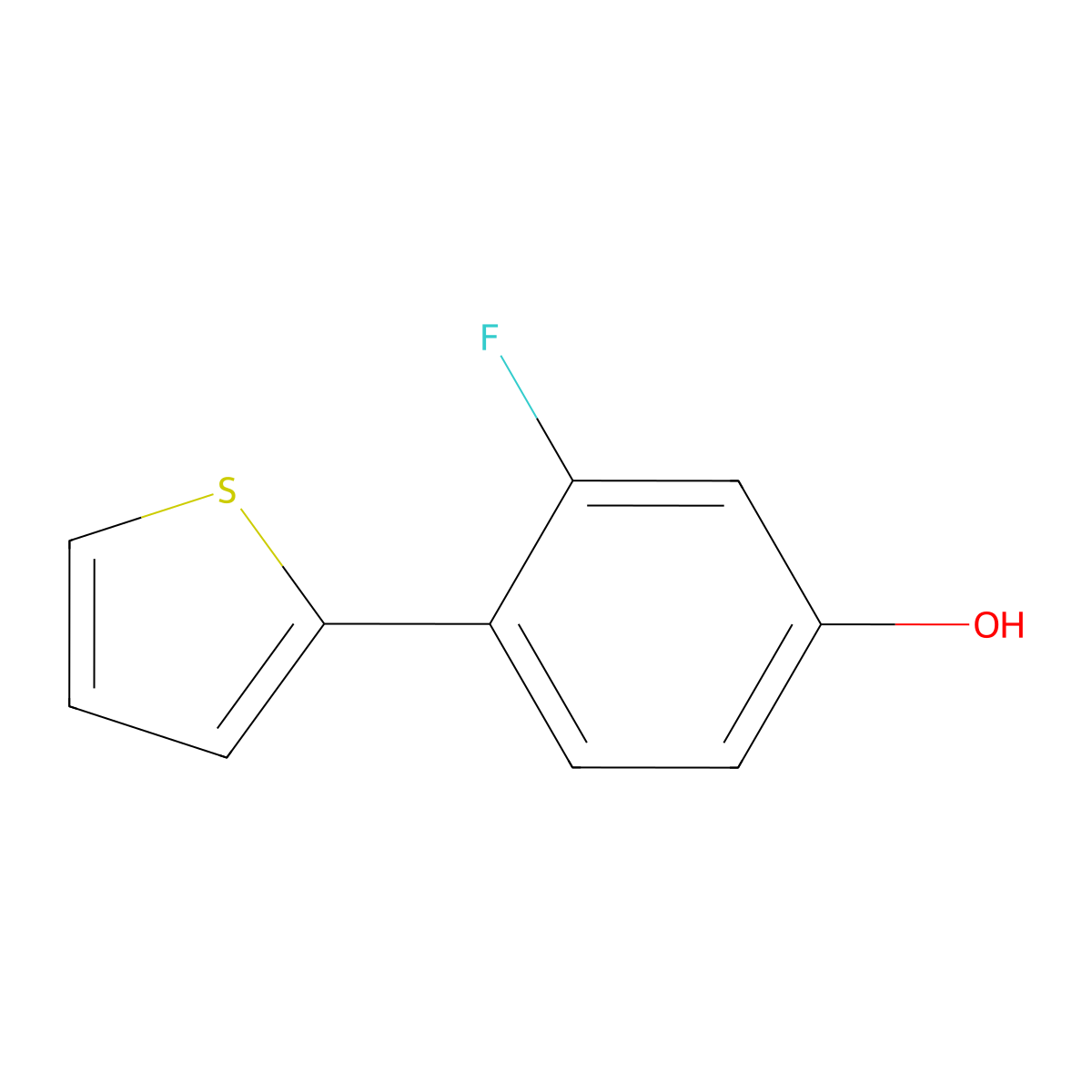 3-Fluoro-4-(thiophen-2-YL)phenol molecular structure, CAS 1261963-39-6