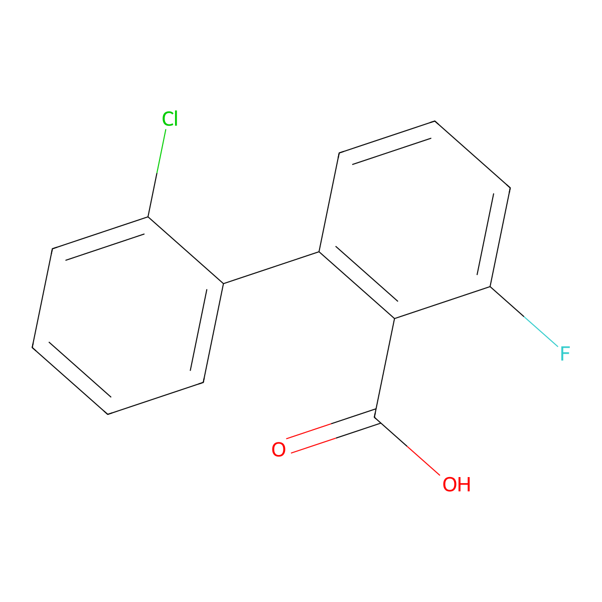 2-(2-Chlorophenyl)-6-fluorobenzoic acid molecular structure, CAS 1261963-40-9