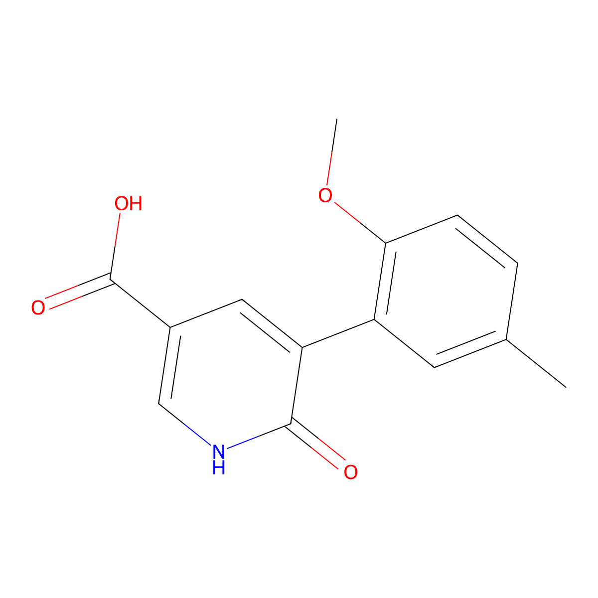 6-Hydroxy-5-(2-methoxy-5-methylphenyl)nicotinic acid molecular structure, CAS 1261963-57-8