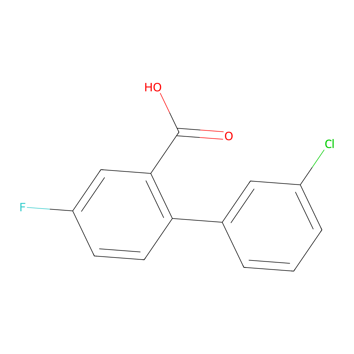 2-(3-Chlorophenyl)-5-fluorobenzoic acid molecular structure, CAS 1261963-59-0