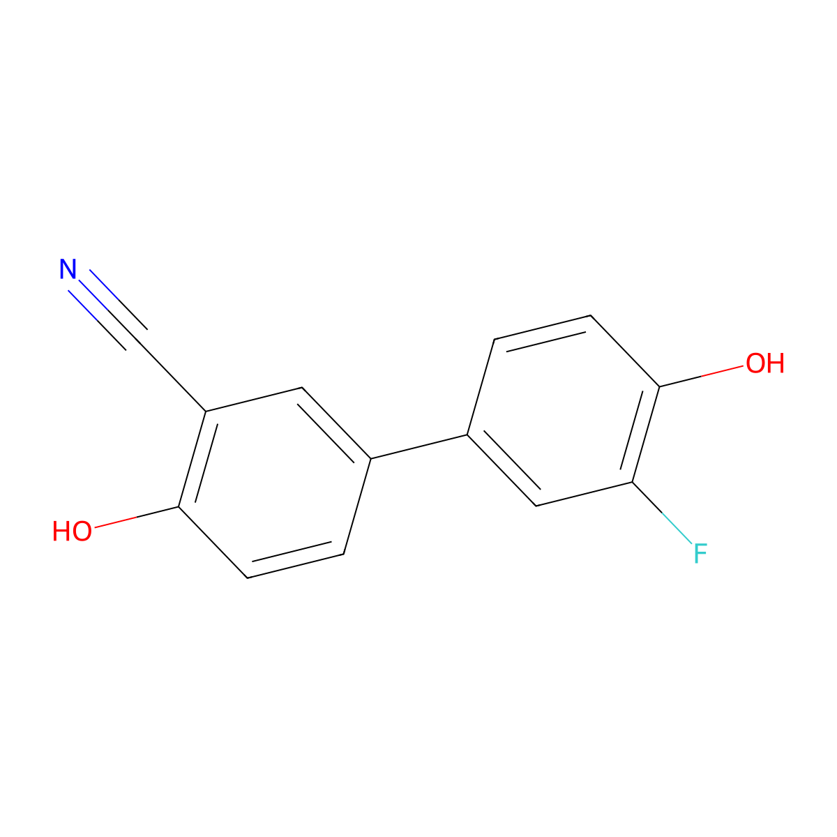 2-Cyano-4-(3-fluoro-4-hydroxyphenyl)phenol molecular structure, CAS 1261963-63-6