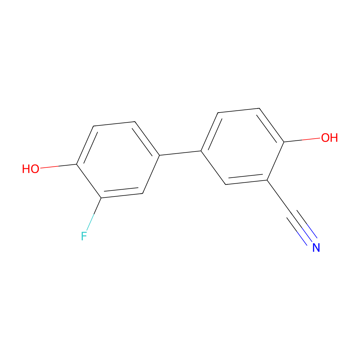 2-Cyano-4-(3-fluoro-4-hydroxyphenyl)phenol molecular structure, CAS 1261963-63-6