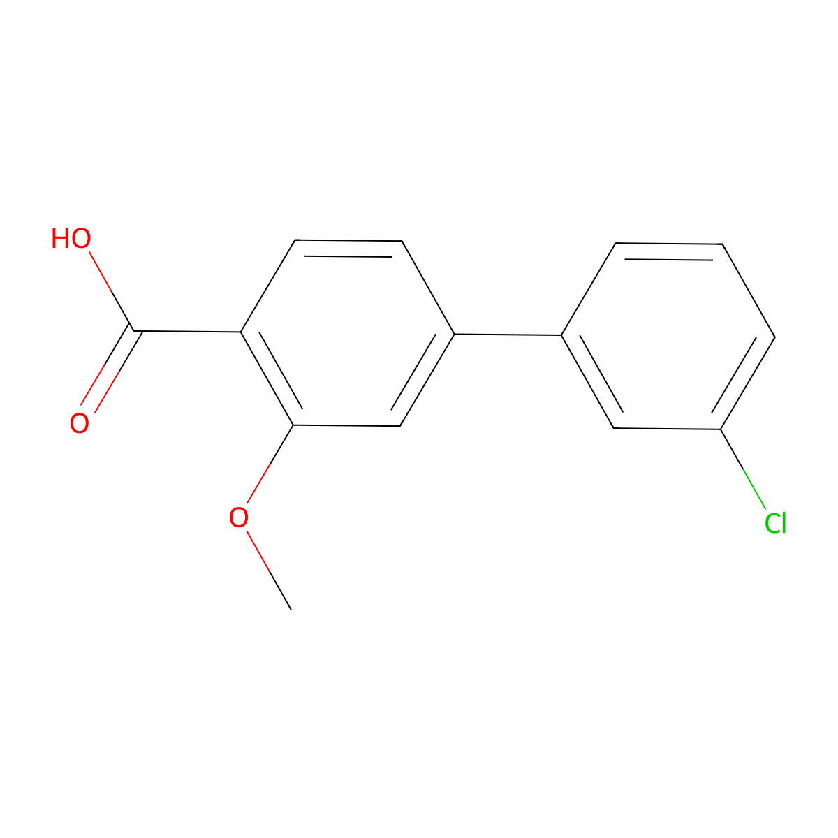 4-(3-Chlorophenyl)-2-methoxybenzoic acid molecular structure, CAS 1261963-64-7
