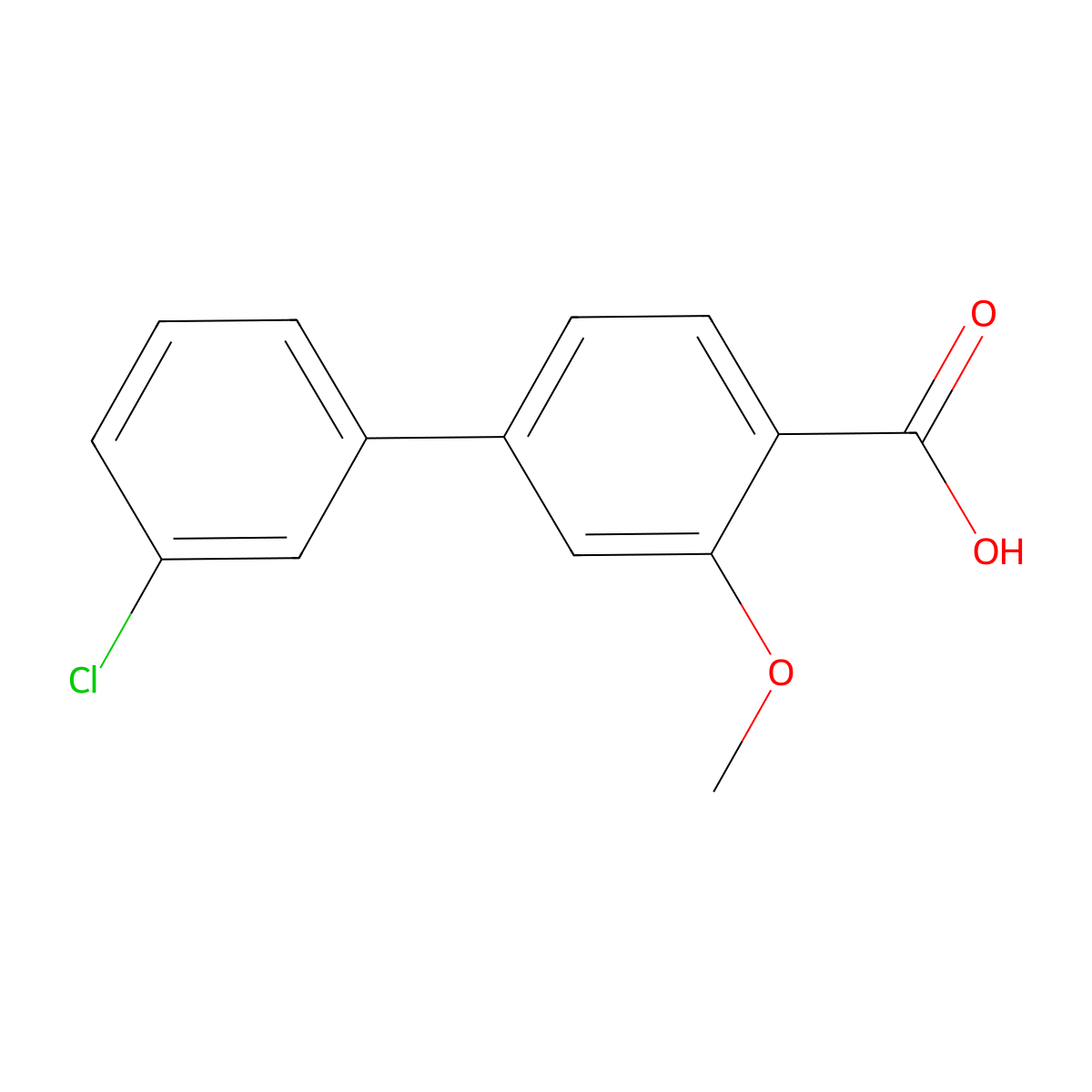 4-(3-Chlorophenyl)-2-methoxybenzoic acid molecular structure, CAS 1261963-64-7