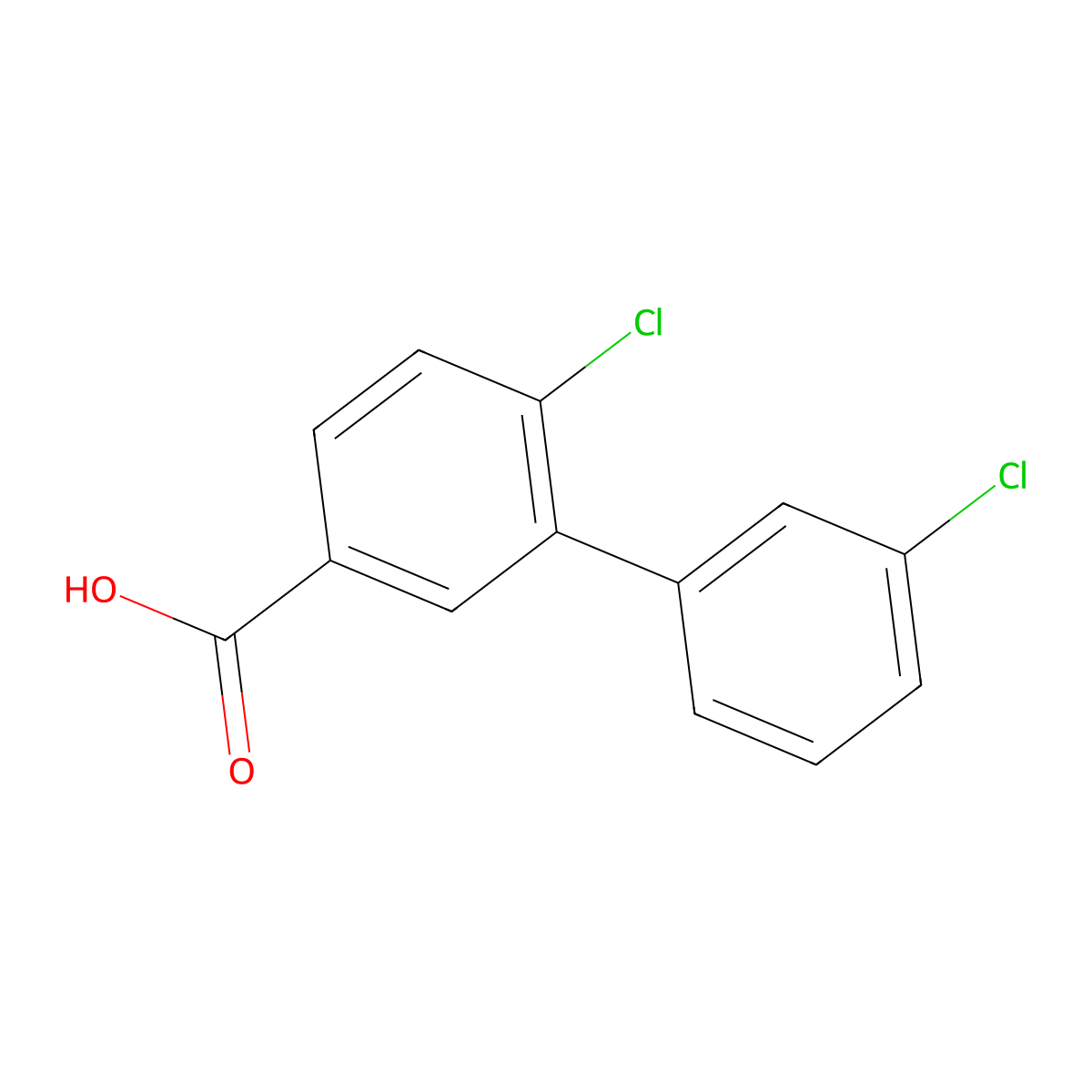 4-Chloro-3-(3-chlorophenyl)benzoic acid molecular structure, CAS 1261963-91-0