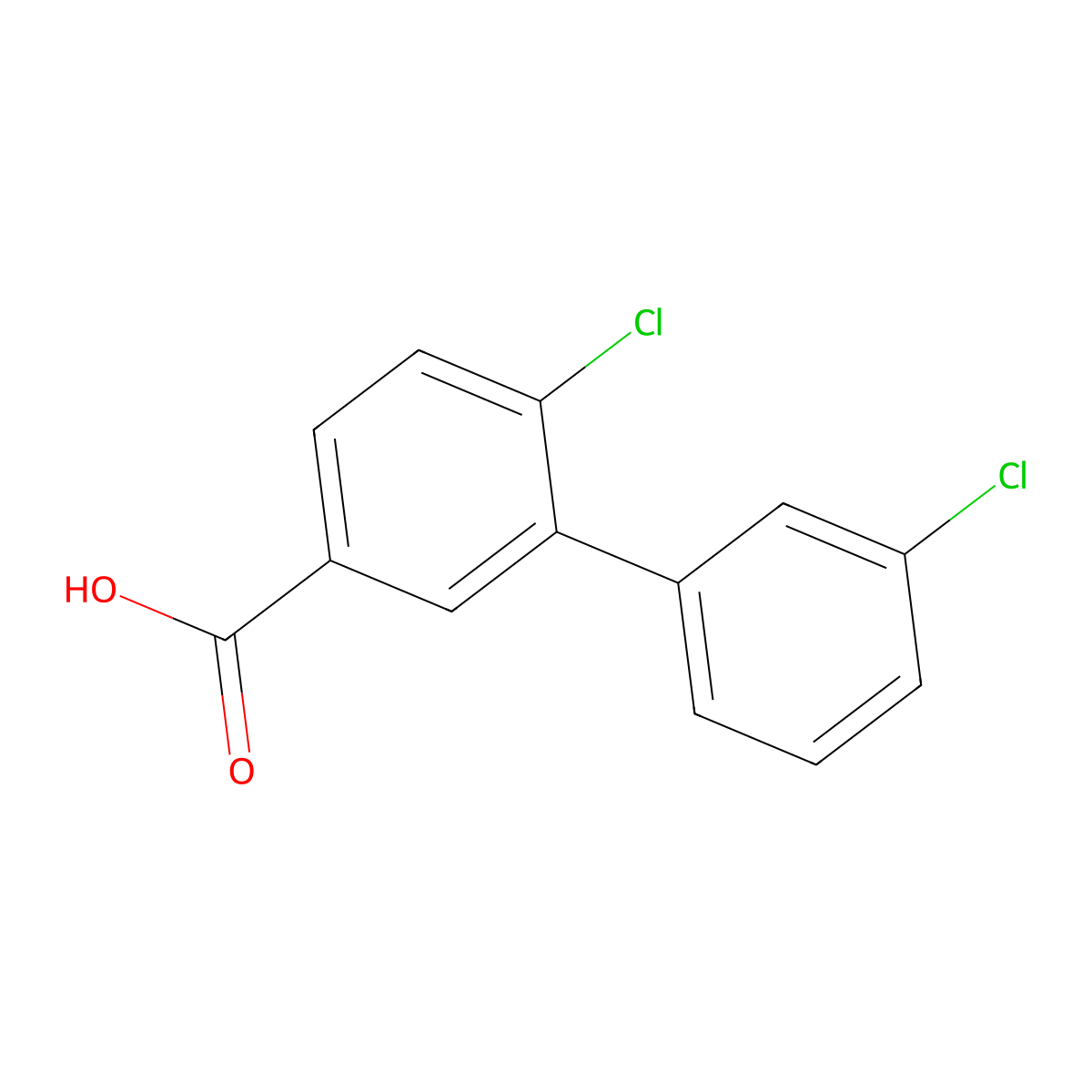 4-Chloro-3-(3-chlorophenyl)benzoic acid molecular structure, CAS 1261963-91-0