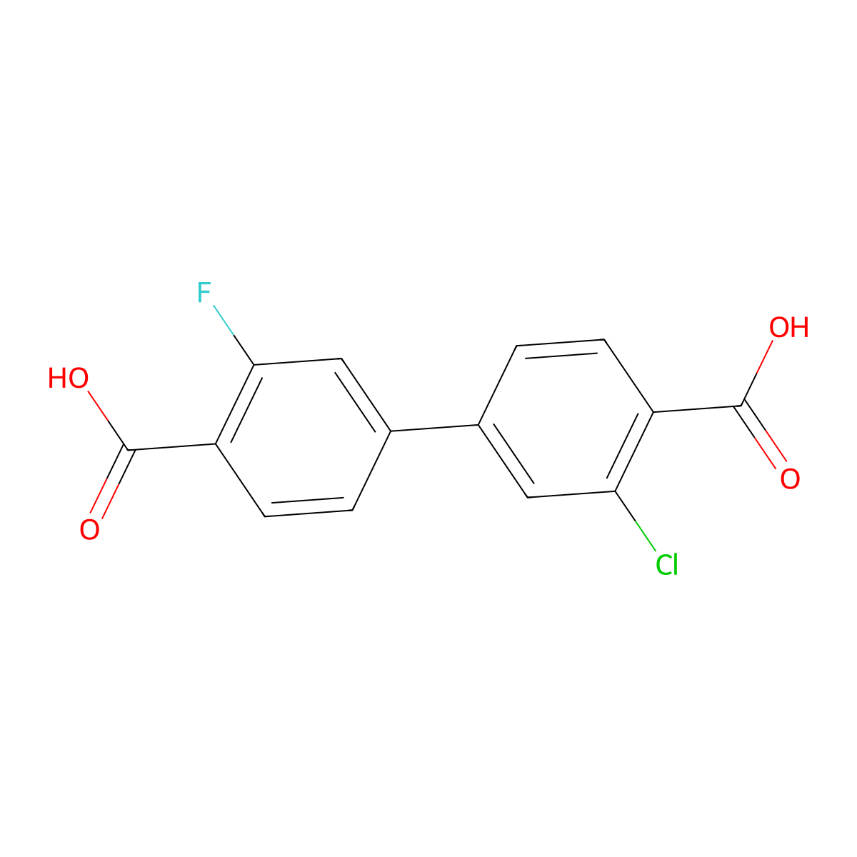 4-(4-Carboxy-3-fluorophenyl)-2-chlorobenzoic acid molecular structure, CAS 1261964-19-5