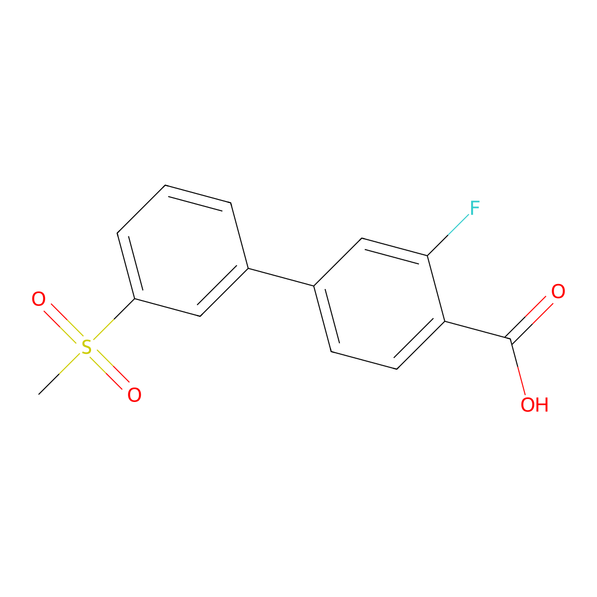 2-Fluoro-4-(3-methylsulfonylphenyl)benzoic acid molecular structure, CAS 1261964-26-4