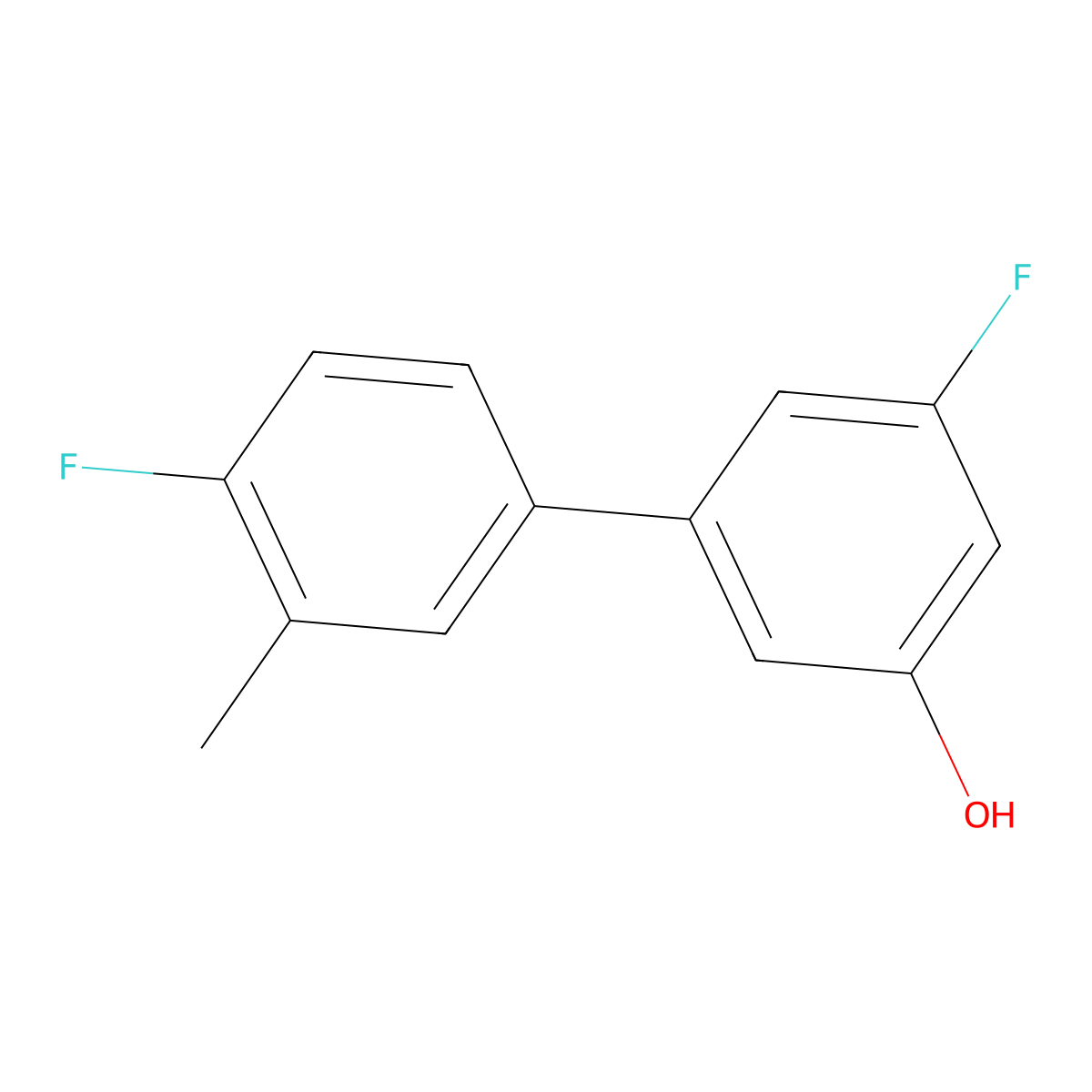 3-Fluoro-5-(4-fluoro-3-methylphenyl)phenol molecular structure, CAS 1261964-34-4