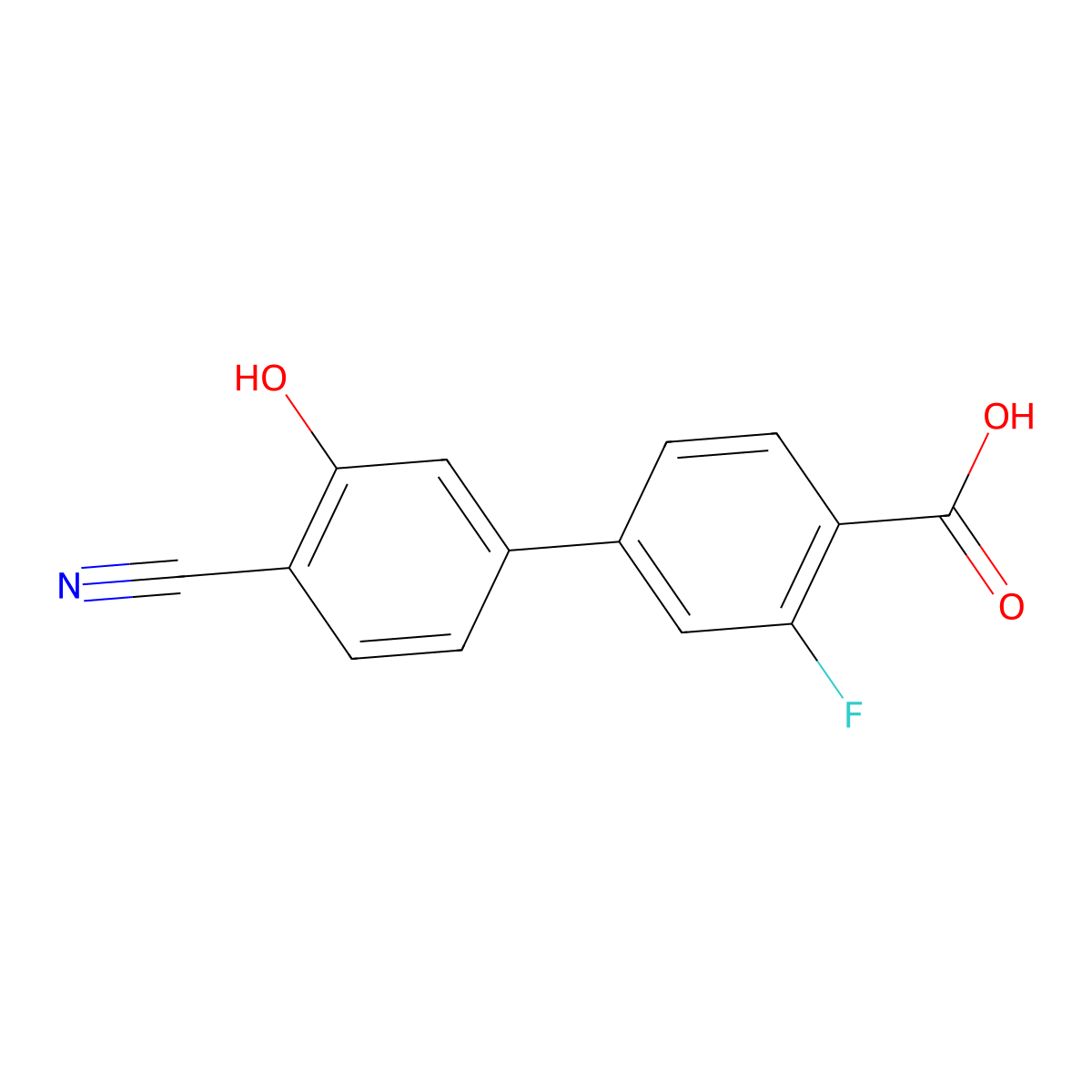 4'-Cyano-3-fluoro-3'-hydroxy-[1,1'-biphenyl]-4-carboxylic acid molecular structure, CAS 1261964-35-5