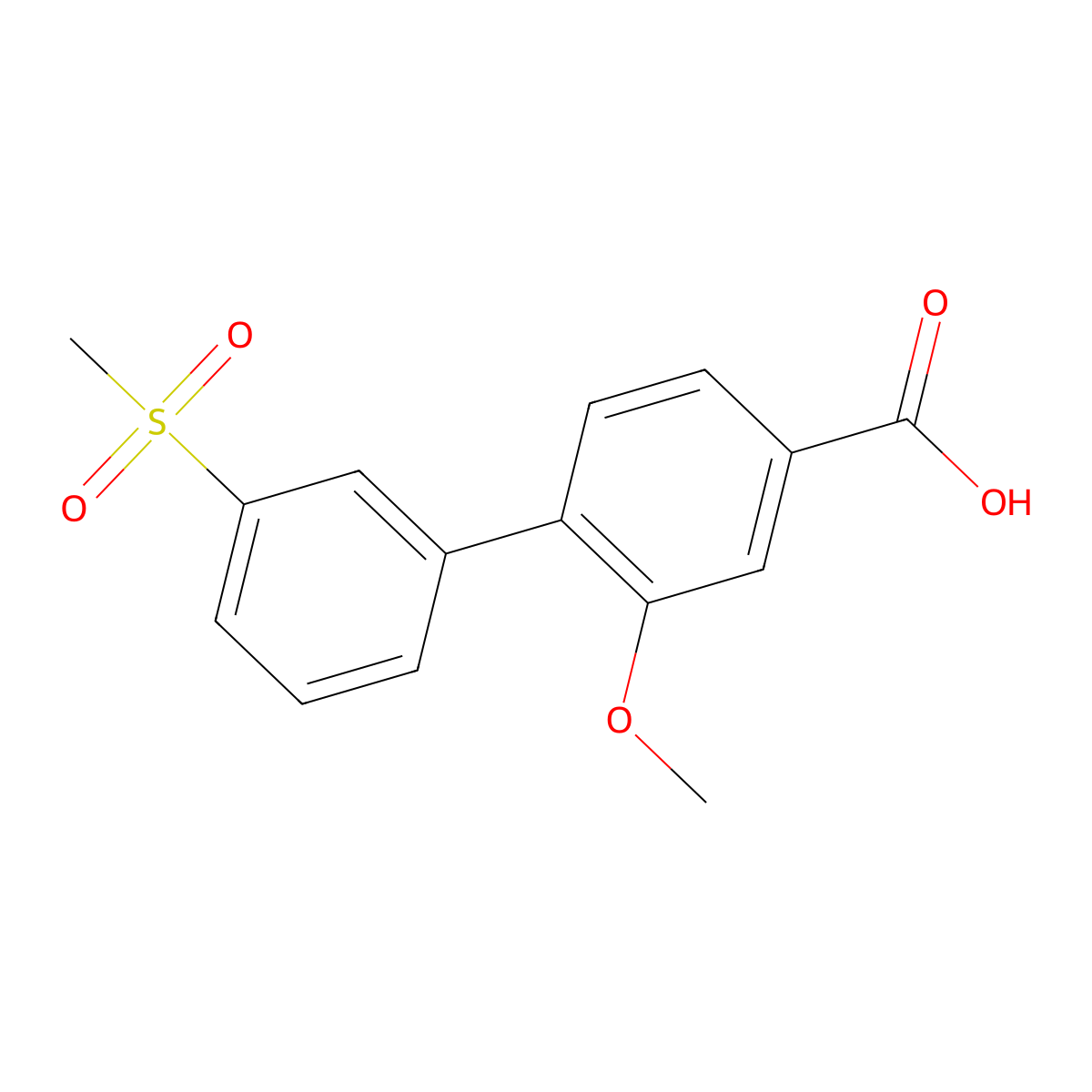 3-Methoxy-4-(3-methylsulfonylphenyl)benzoic acid molecular structure, CAS 1261964-37-7