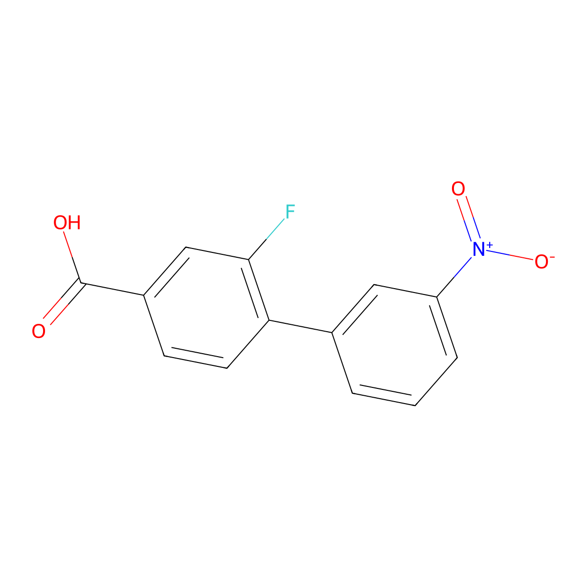 3-Fluoro-4-(3-nitrophenyl)benzoic acid molecular structure, CAS 1261964-43-5