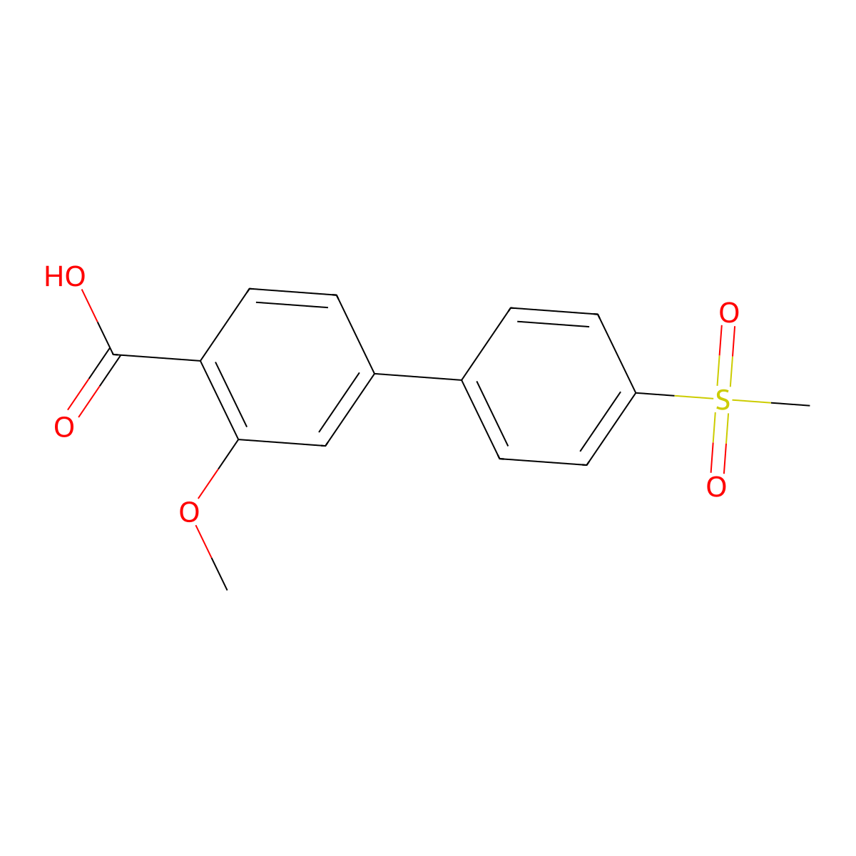 2-Methoxy-4-(4-methylsulfonylphenyl)benzoic acid molecular structure, CAS 1261964-48-0