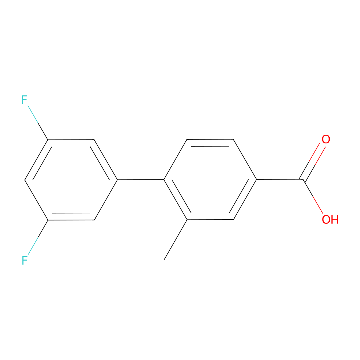 4-(3,5-Difluorophenyl)-3-methylbenzoic acid molecular structure, CAS 1261964-51-5