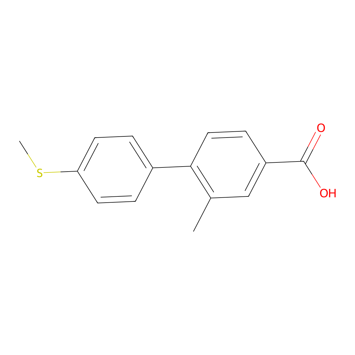 2-Methyl-4'-(methylthio)-[1,1'-biphenyl]-4-carboxylic acid molecular structure, CAS 1261964-62-8