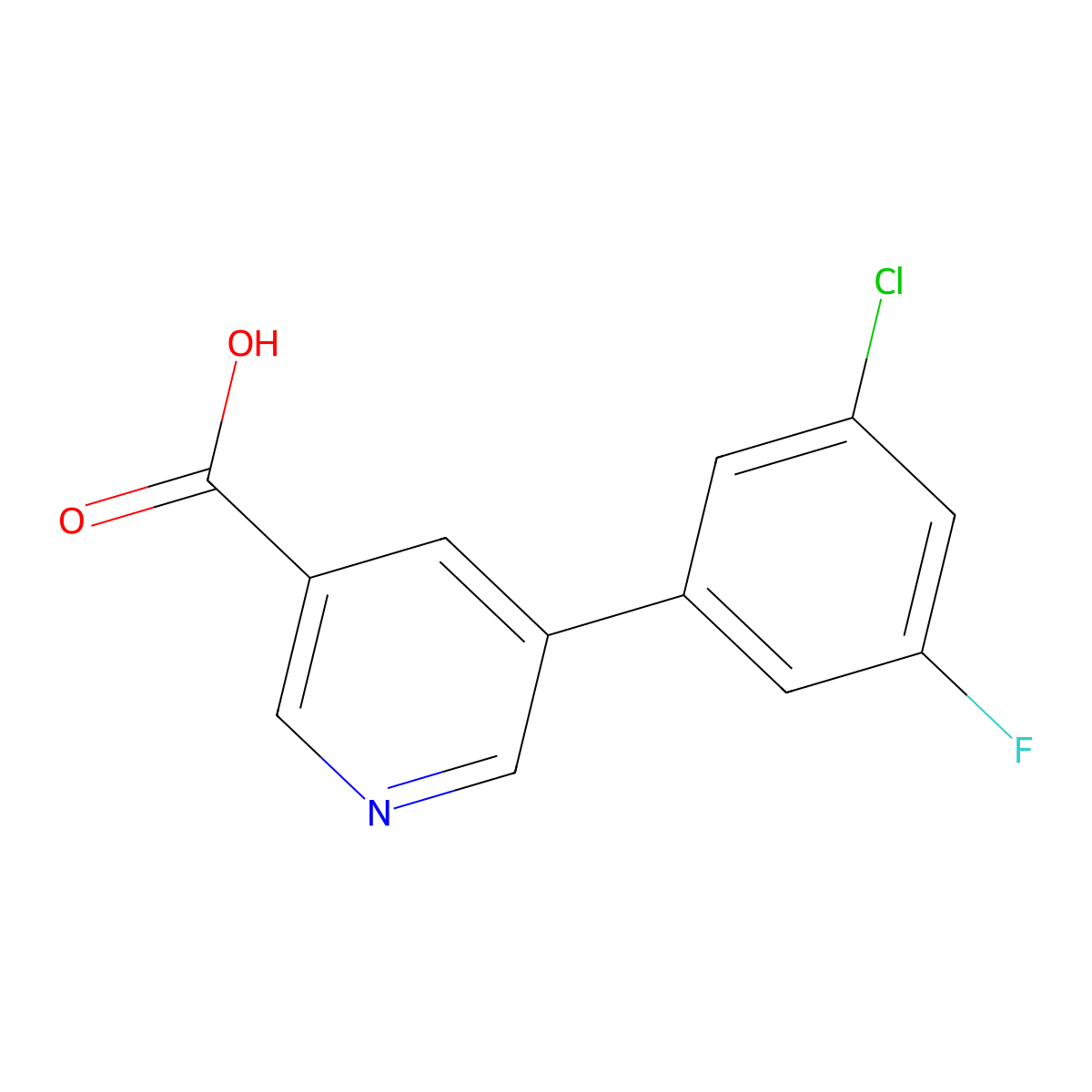 5-(3-Chloro-5-fluorophenyl)nicotinic acid molecular structure, CAS 1261964-74-2