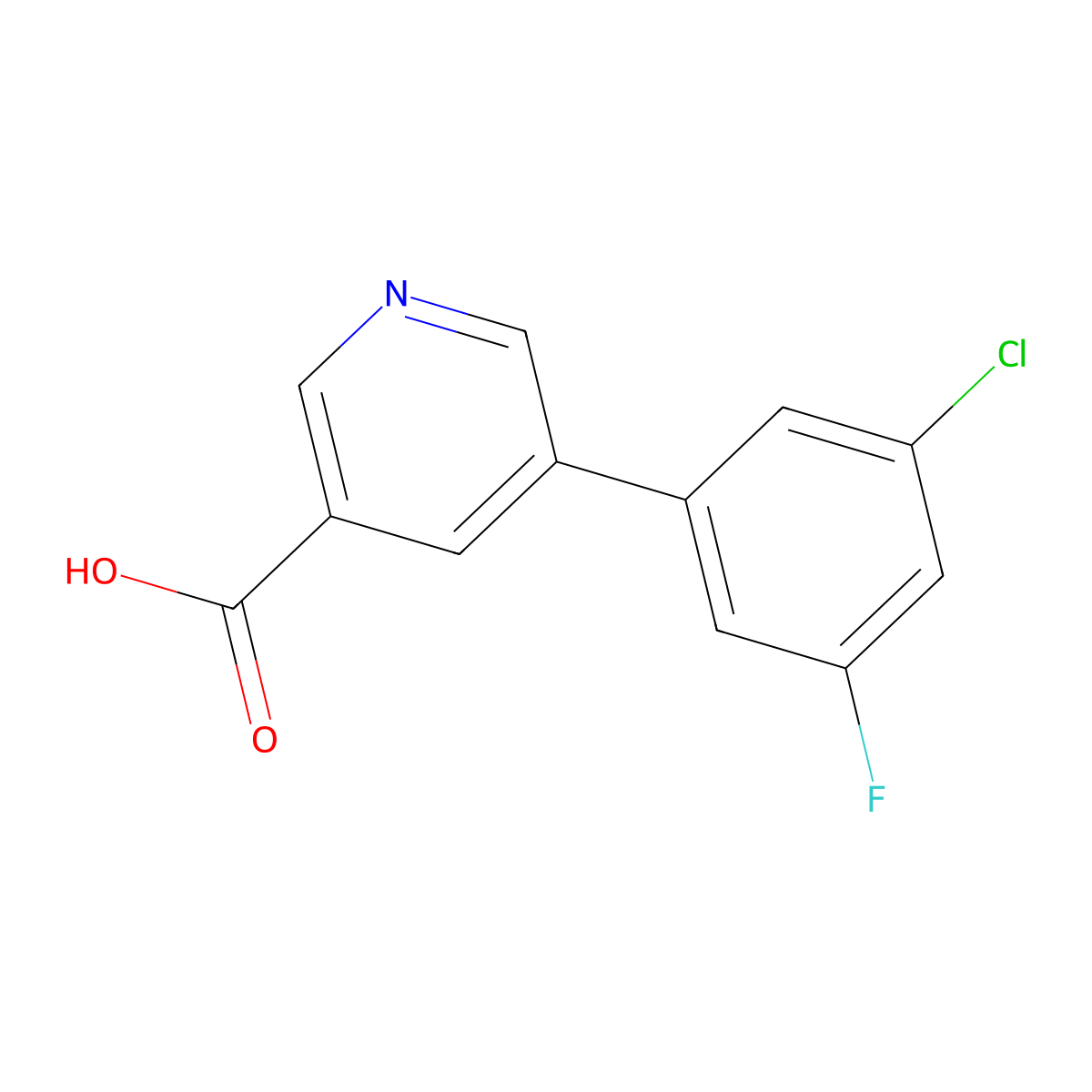 5-(3-Chloro-5-fluorophenyl)nicotinic acid molecular structure, CAS 1261964-74-2