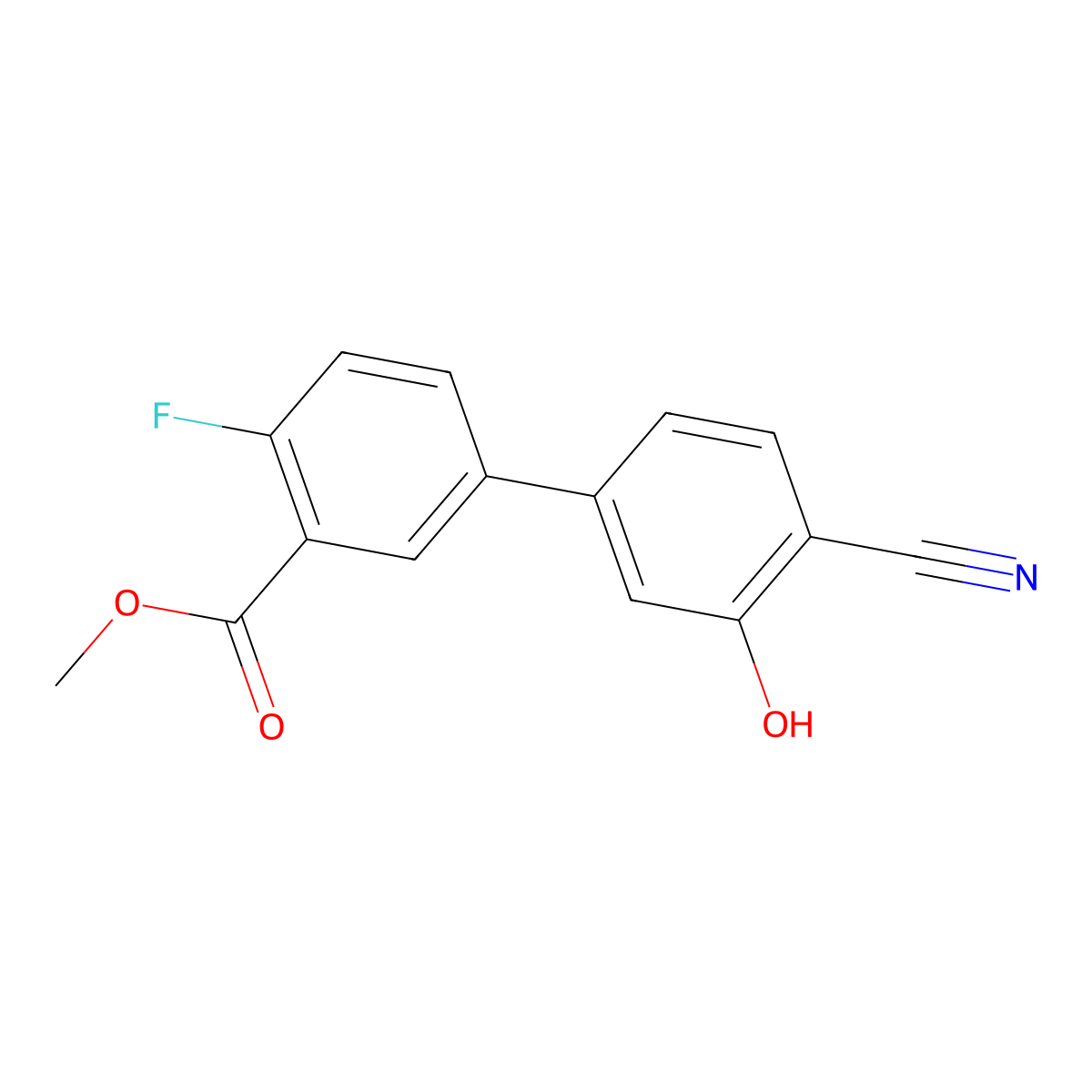 2-Cyano-5-(4-fluoro-3-methoxycarbonylphenyl)phenol molecular structure, CAS 1261964-98-0