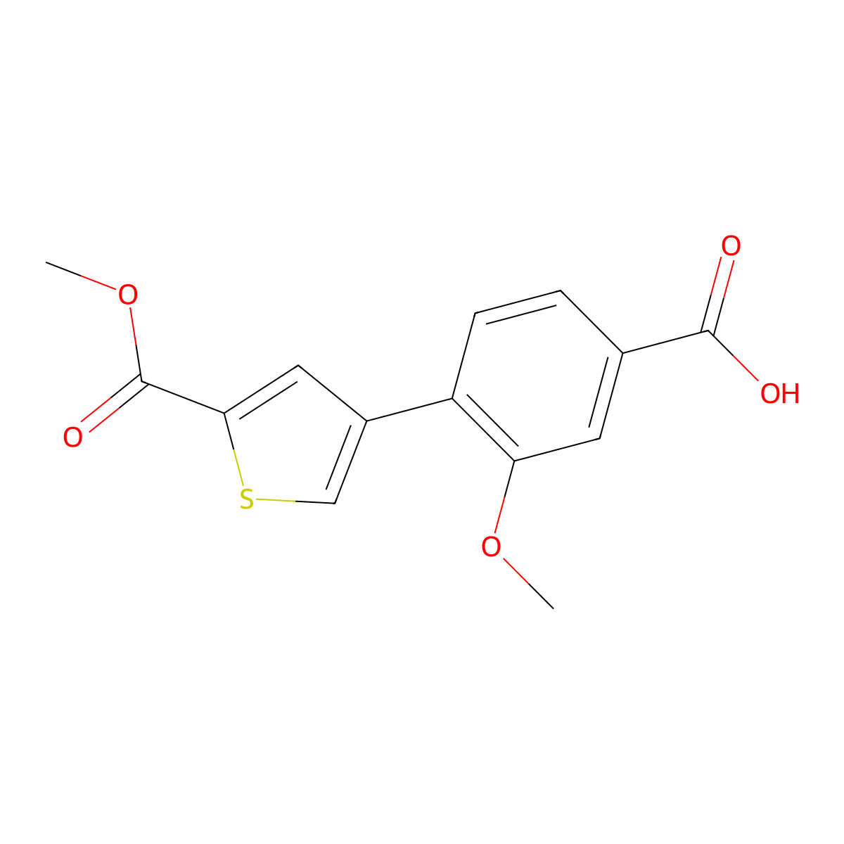 4-[5-(Methoxycarbonyl)thiophen-3-YL]-3-methoxybenzoic acid molecular structure, CAS 1261965-00-7