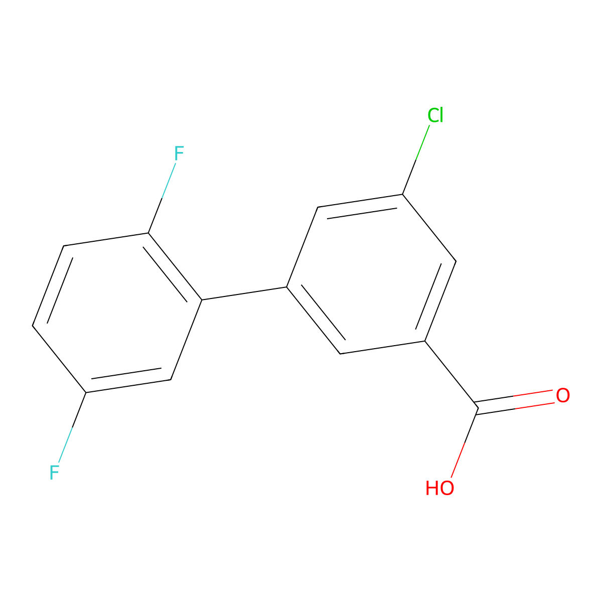 5-Chloro-2',5'-difluoro-[1,1'-biphenyl]-3-carboxylic acid molecular structure, CAS 1261965-09-6
