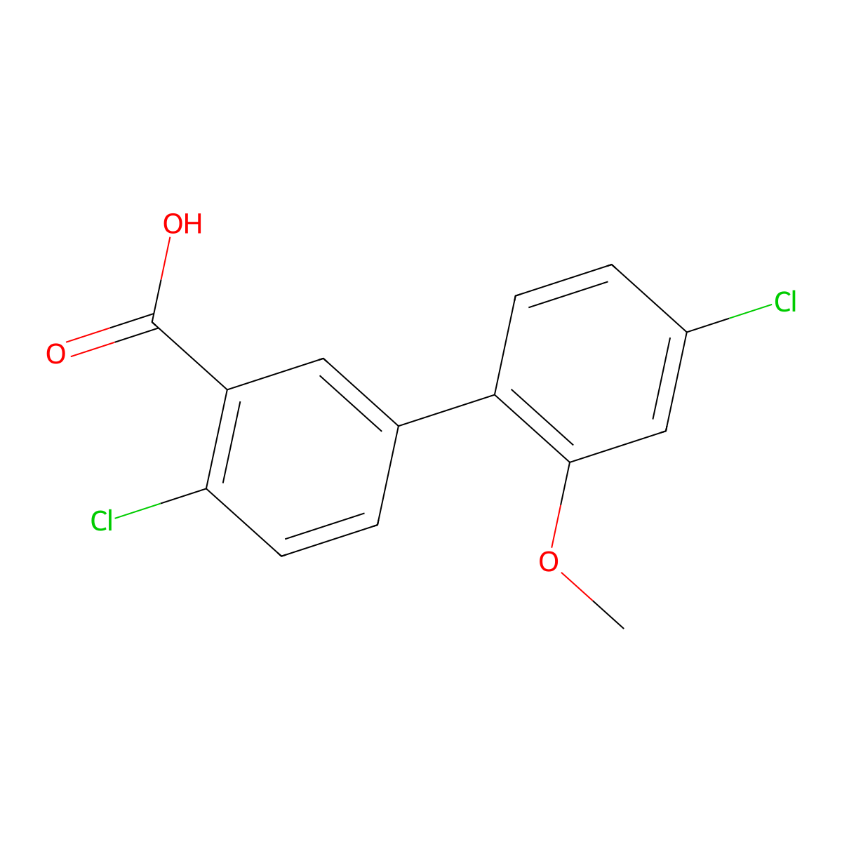 2-Chloro-5-(4-chloro-2-methoxyphenyl)benzoic acid molecular structure, CAS 1261965-10-9